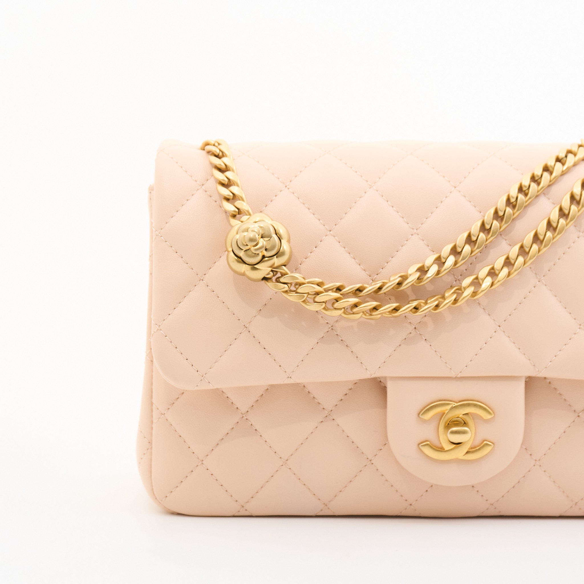 Chanel Lambskin Pearl Crush Flap Bag in Beige GHW