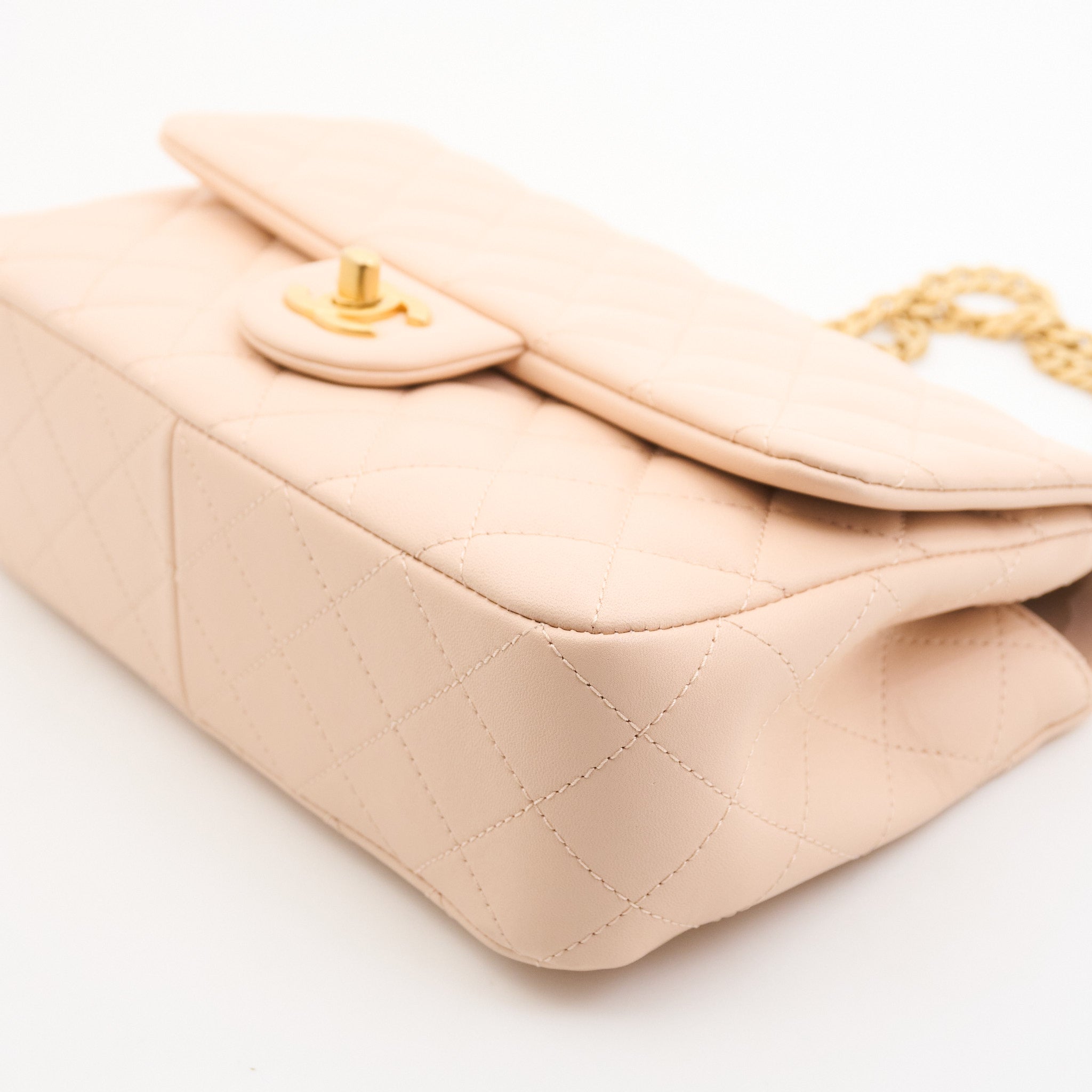 Chanel Lambskin Pearl Crush Flap Bag in Beige GHW