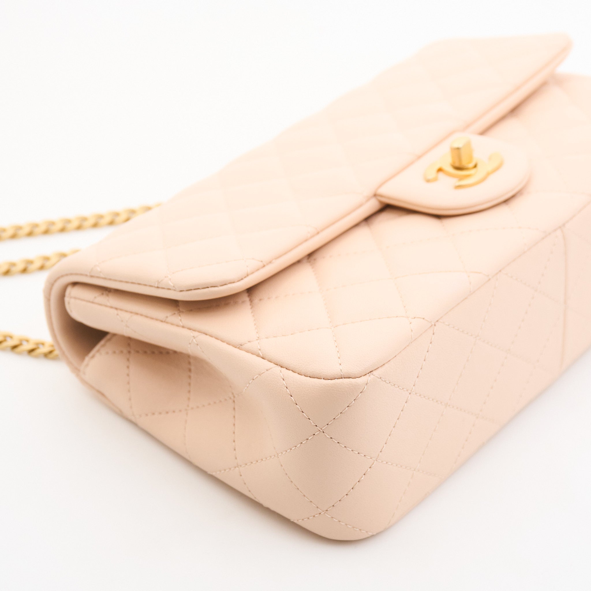Chanel Lambskin Pearl Crush Flap Bag in Beige GHW