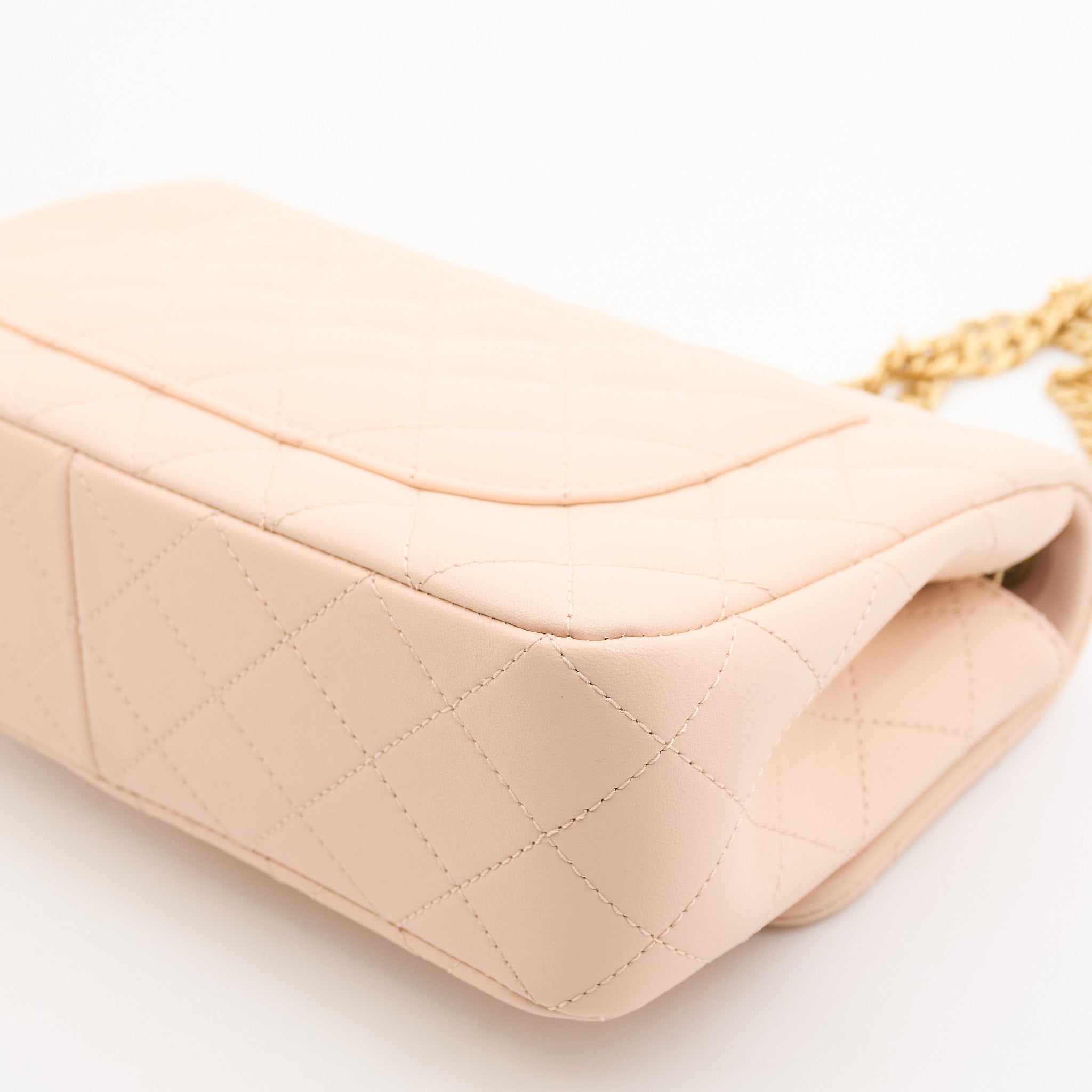 Chanel Lambskin Pearl Crush Flap Bag in Beige GHW