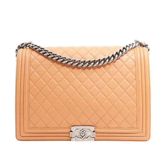 Chanel Lambskin Quilted Boy Large in Apricot SHW