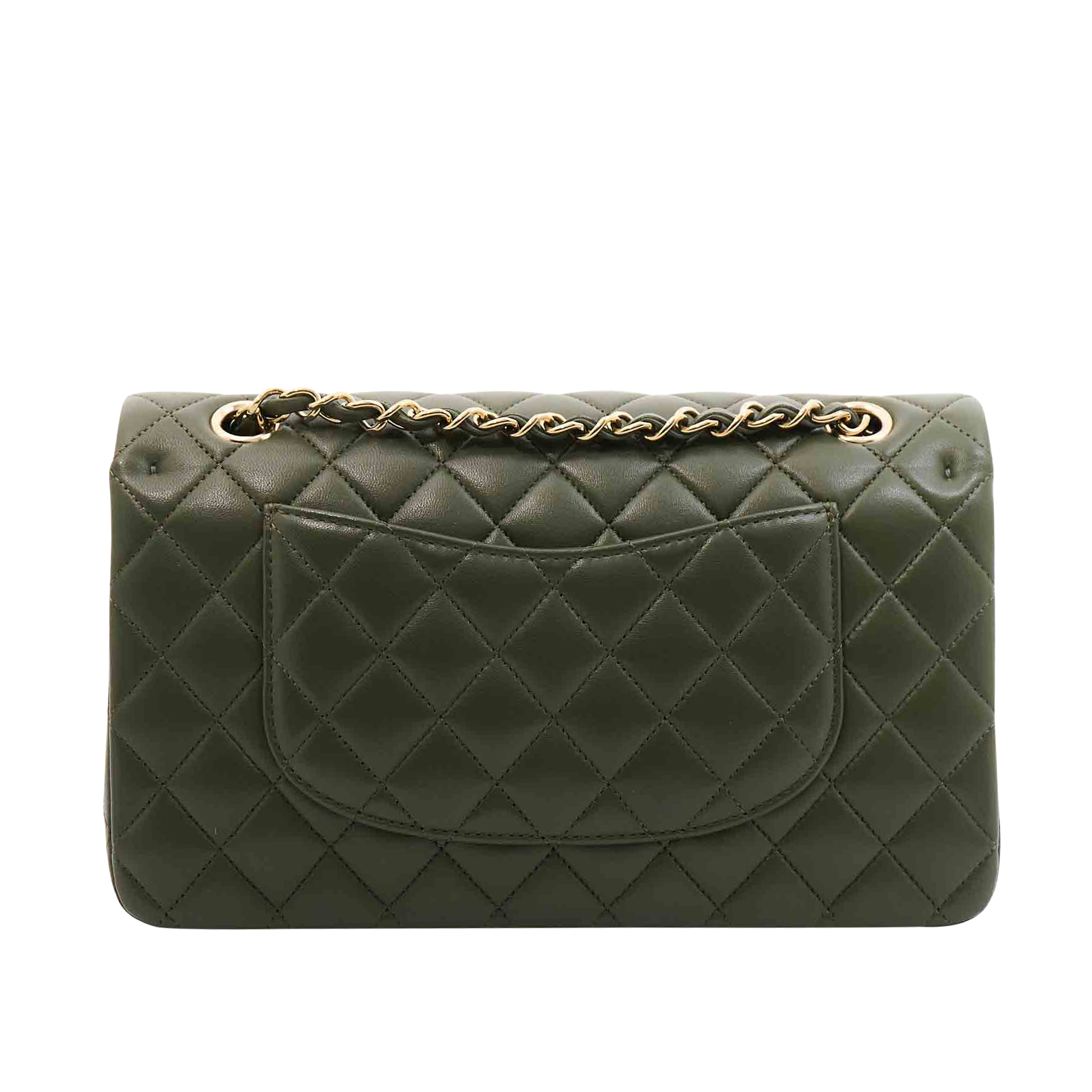 Chanel Lambskin Quilted Medium Classic Flap in Green GHW