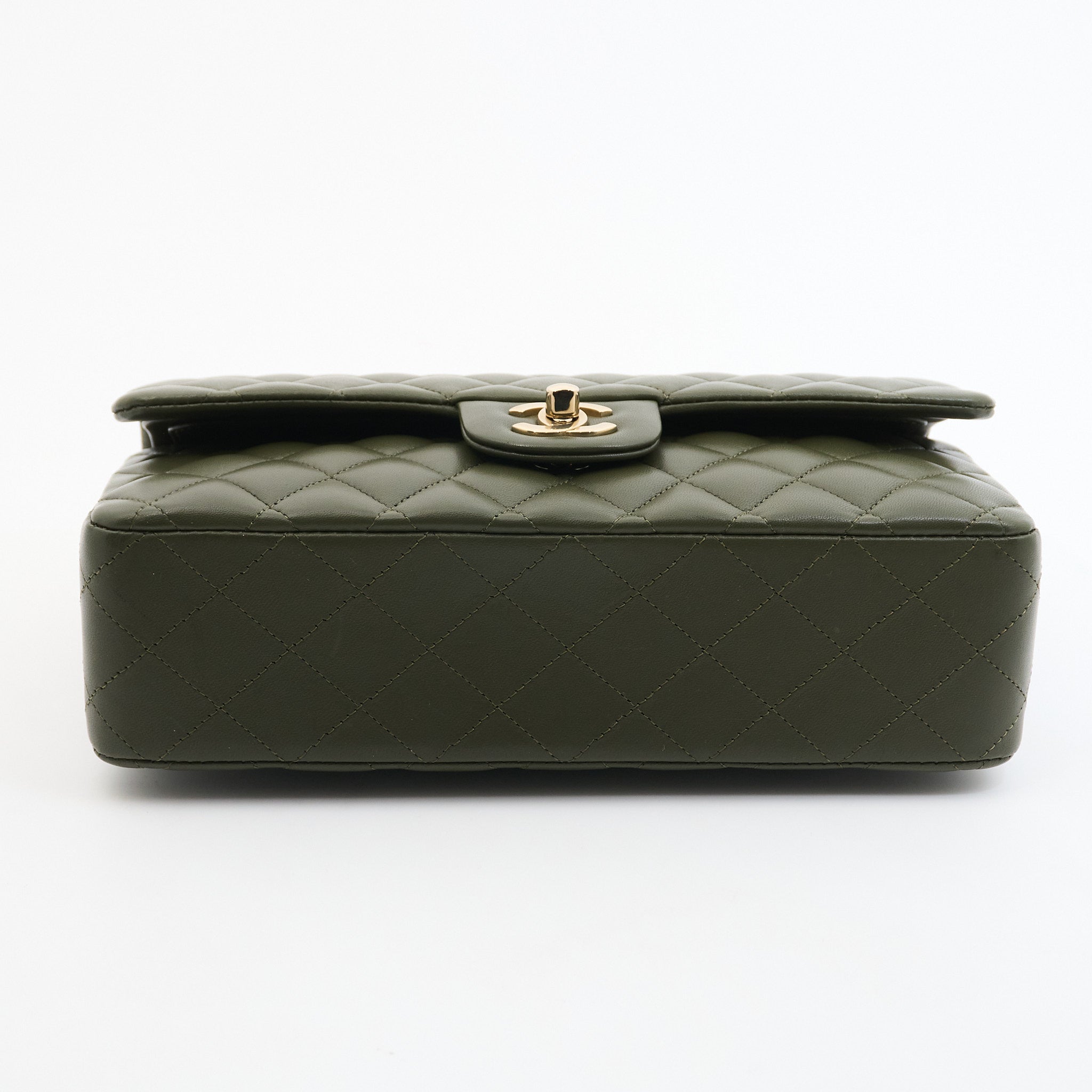Chanel Lambskin Quilted Medium Classic Flap in Green GHW