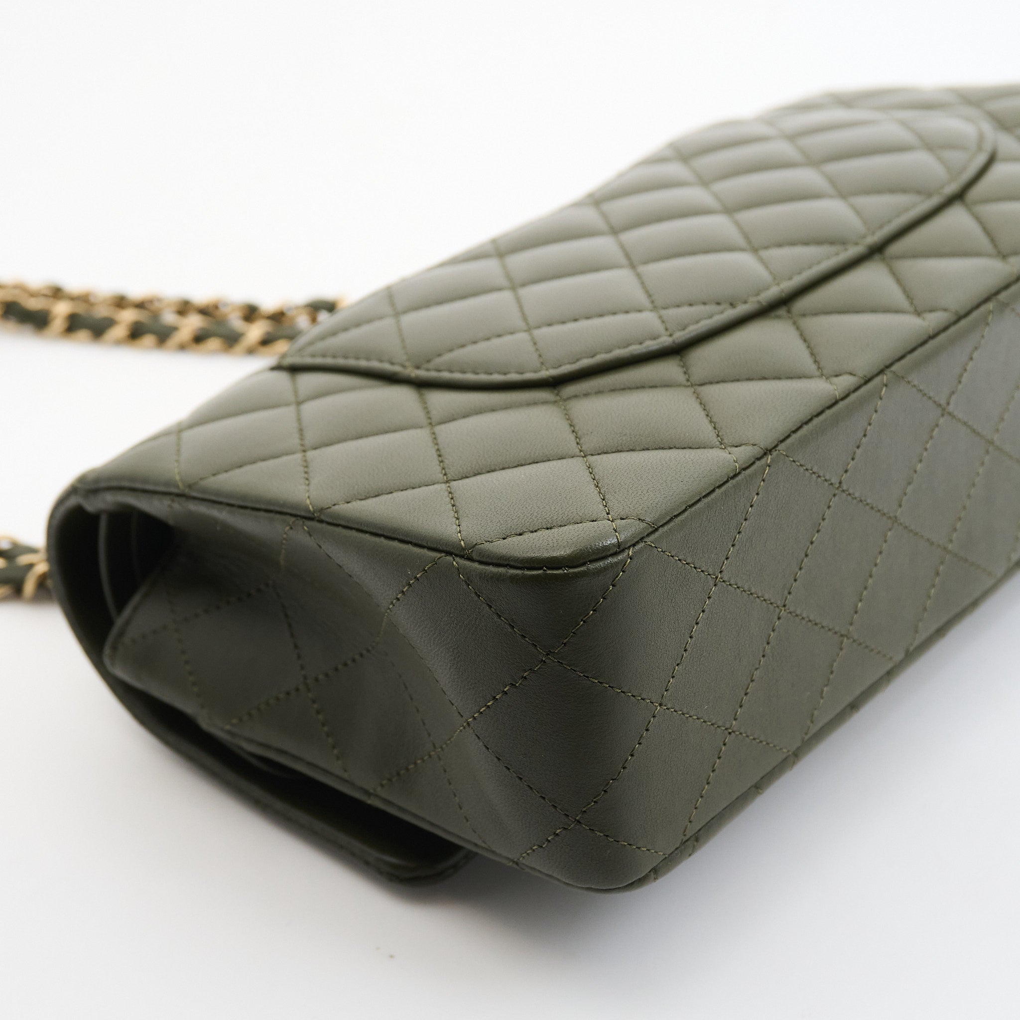 Chanel Lambskin Quilted Medium Classic Flap in Green GHW