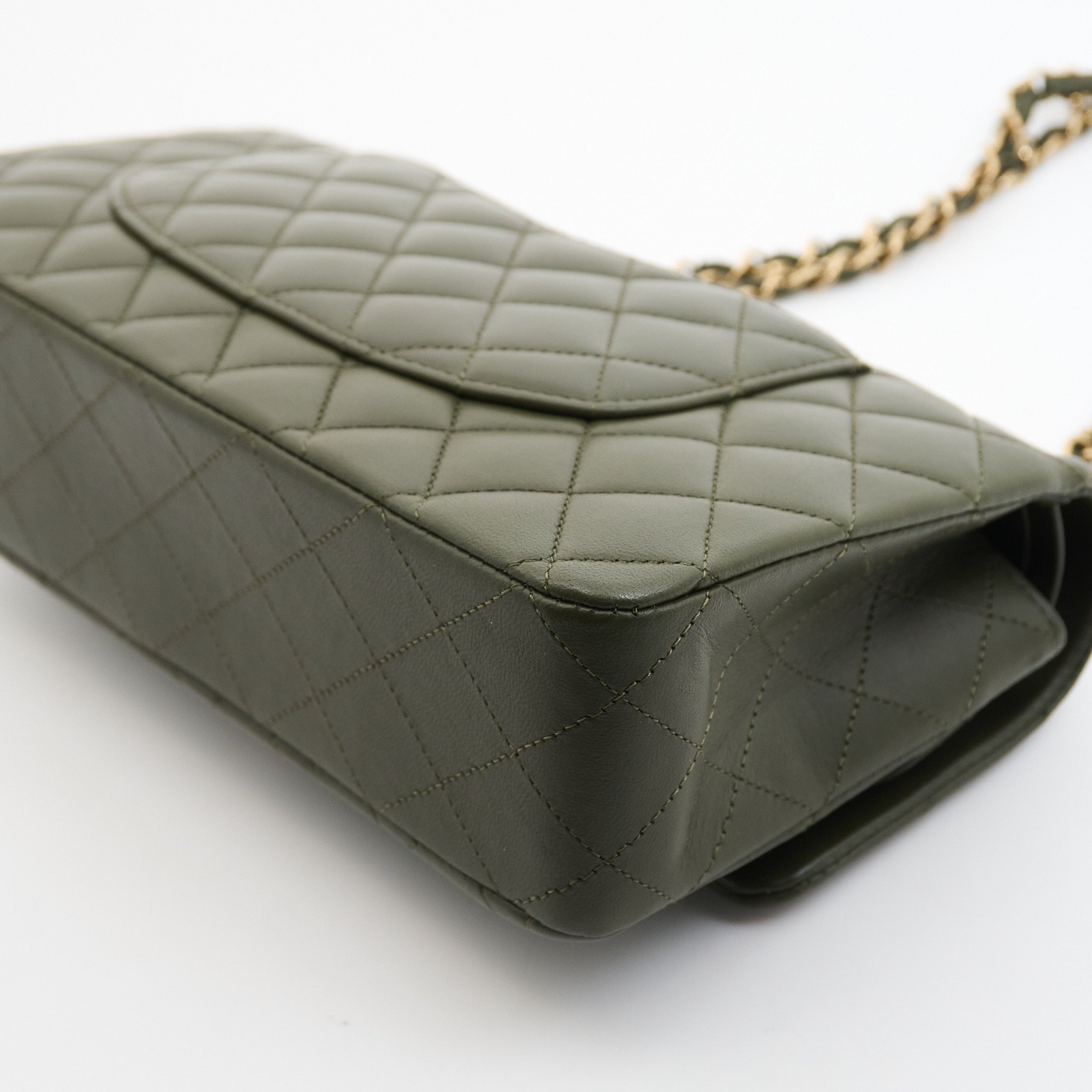 Chanel Lambskin Quilted Medium Classic Flap in Green GHW