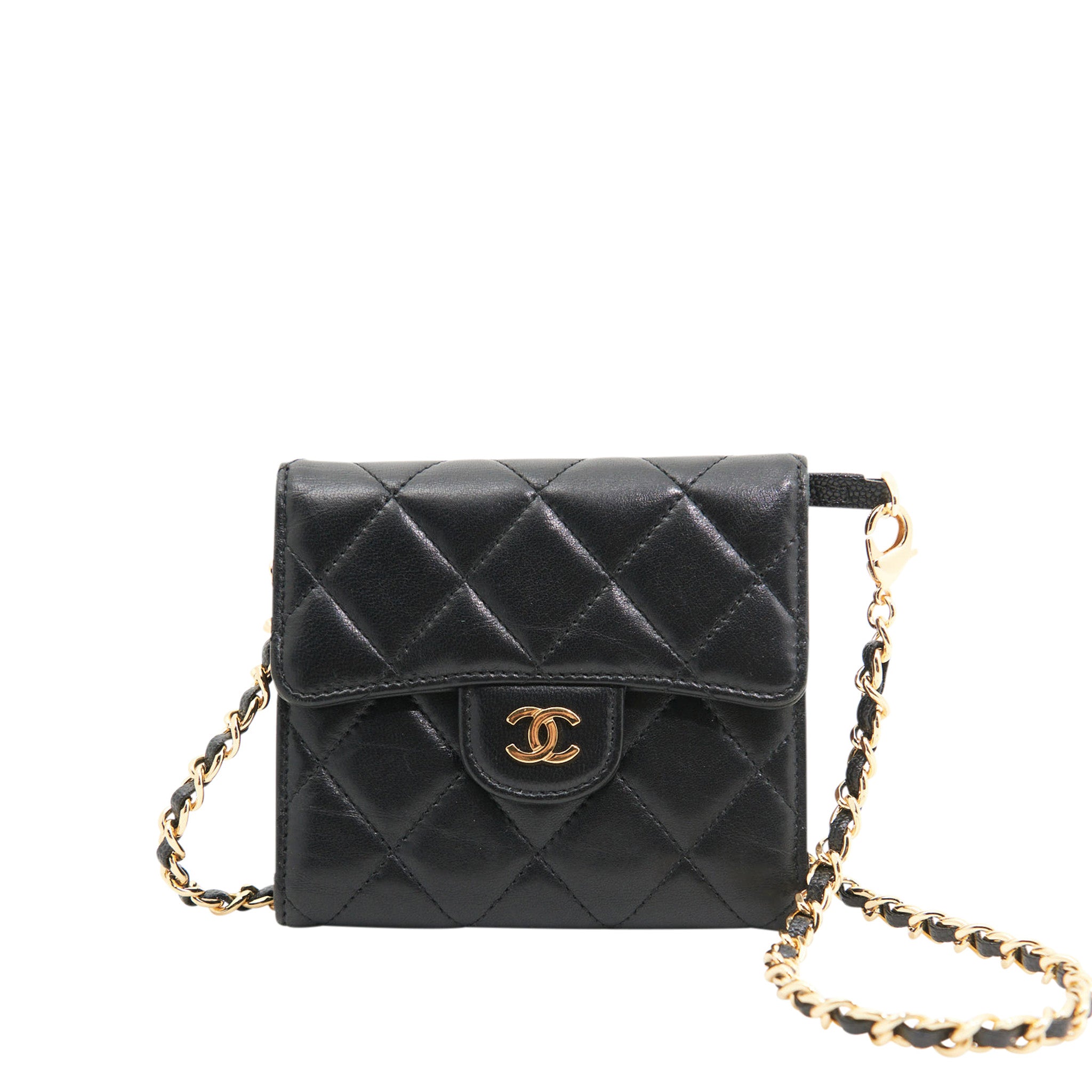 Chanel Lambskin Quilted Wallet in Black GHW