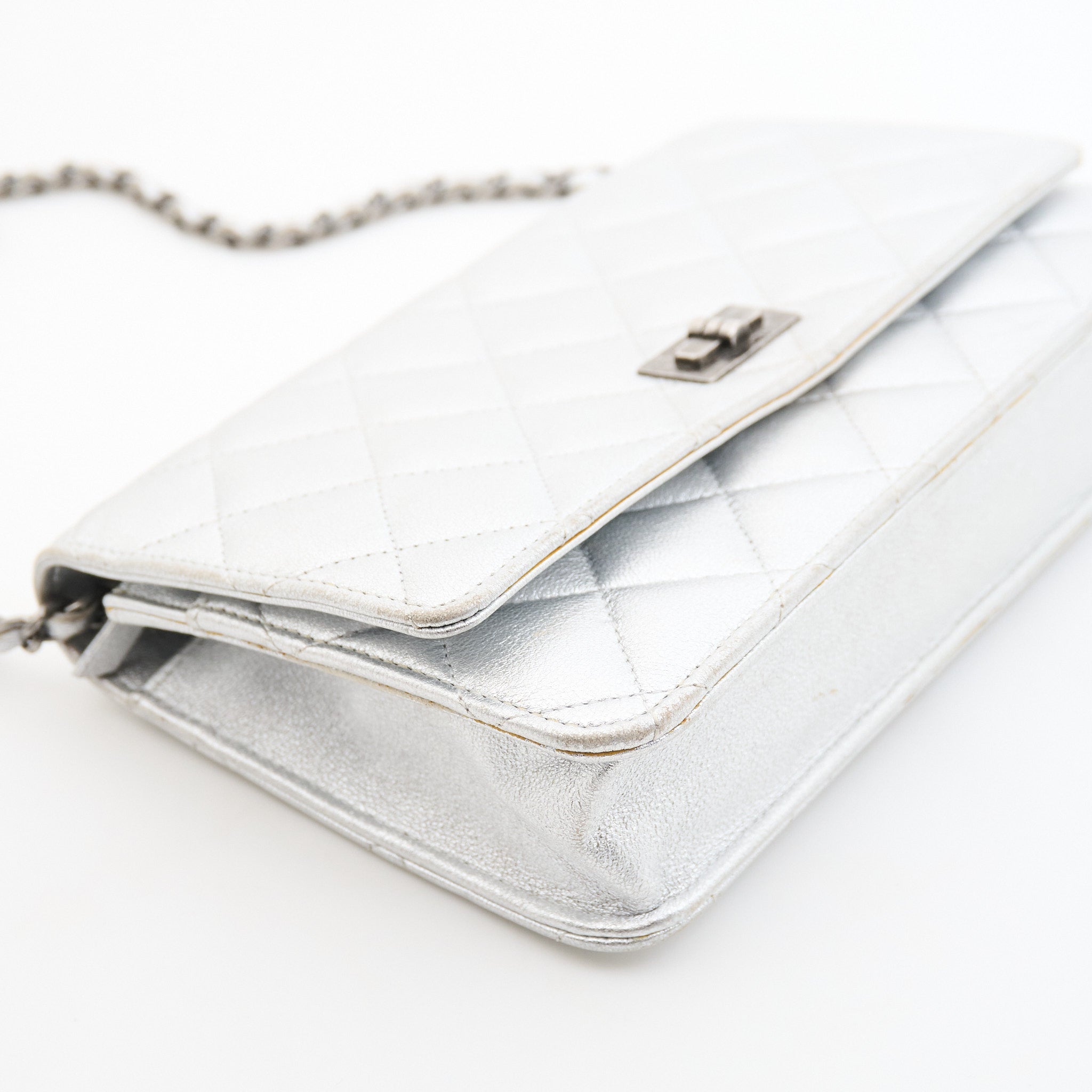 Chanel Lambskin Quilted Wallet On Chain in Silver SHW
