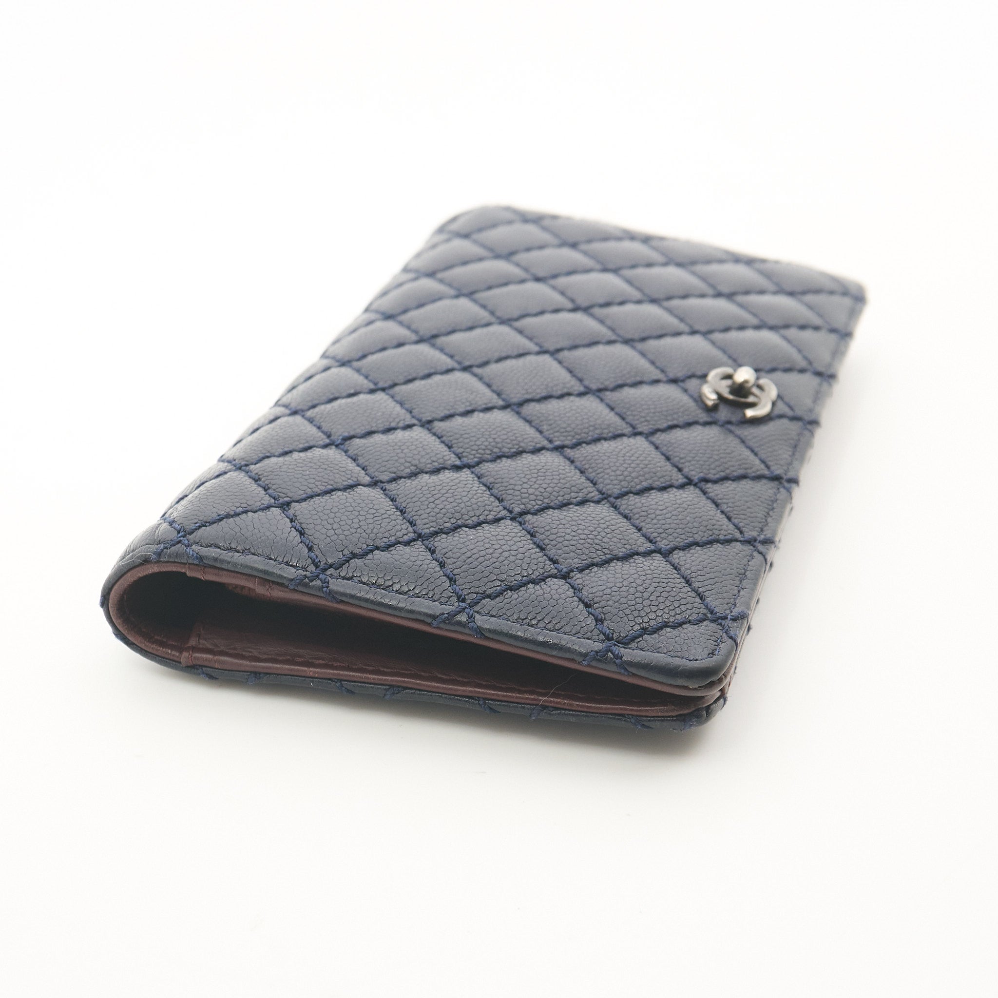 Chanel Navy Quilted Caviar Long Wallet