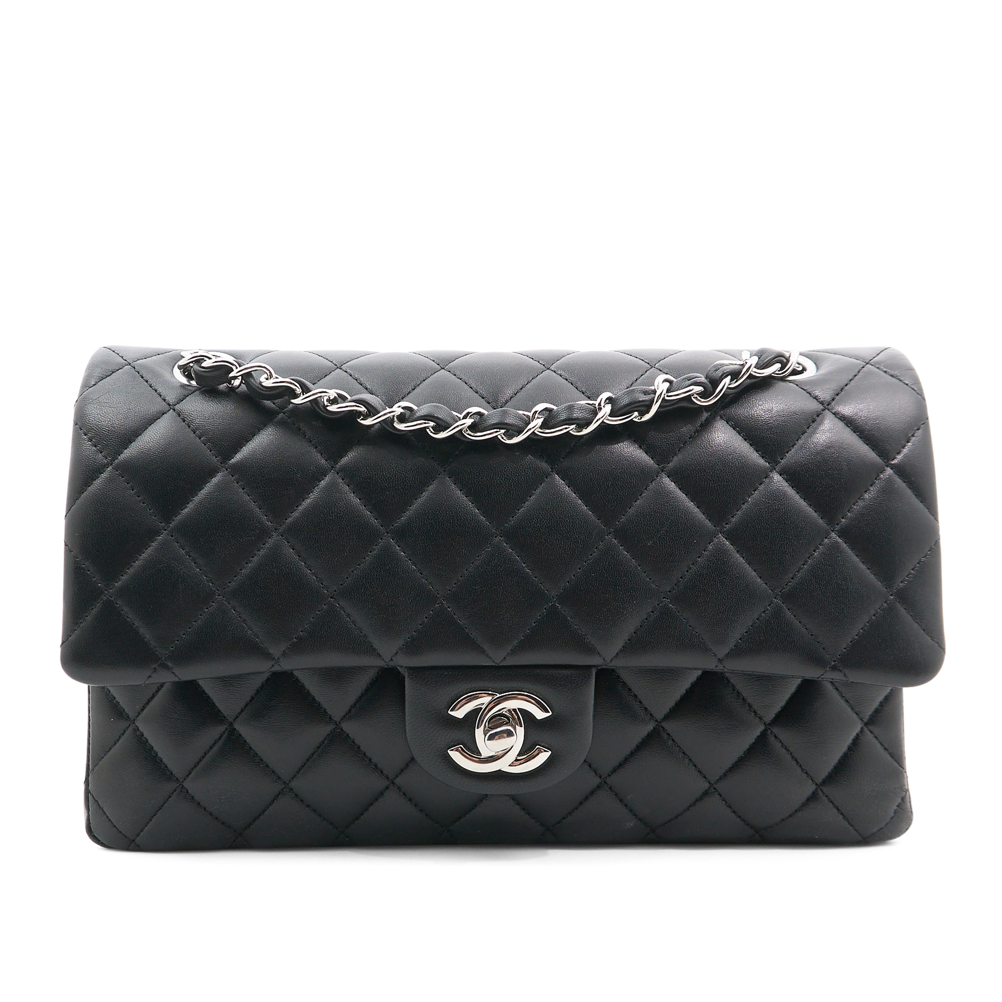 Chanel Medium Classic Black Lambskin Double Flap Bag