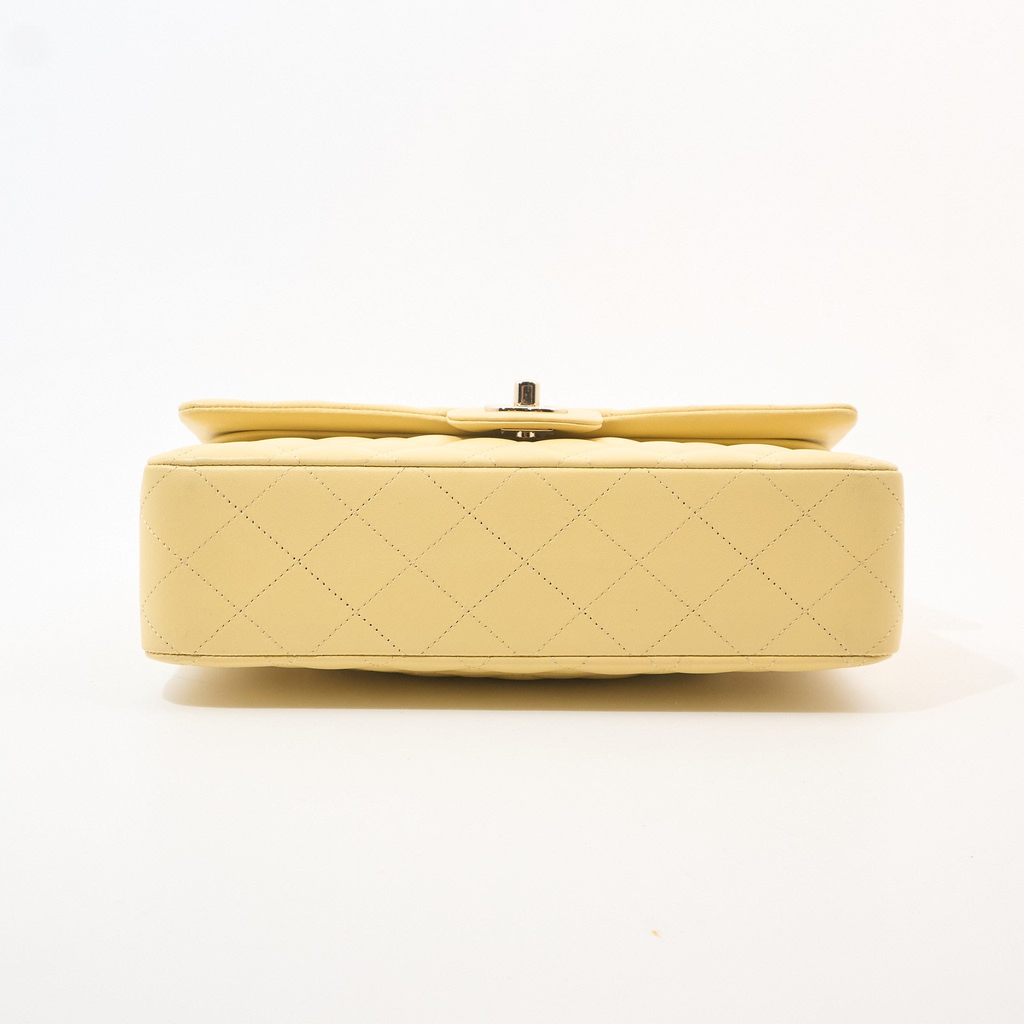 Chanel Medium Classic Double Flap Bag Lambskin Yellow GHW