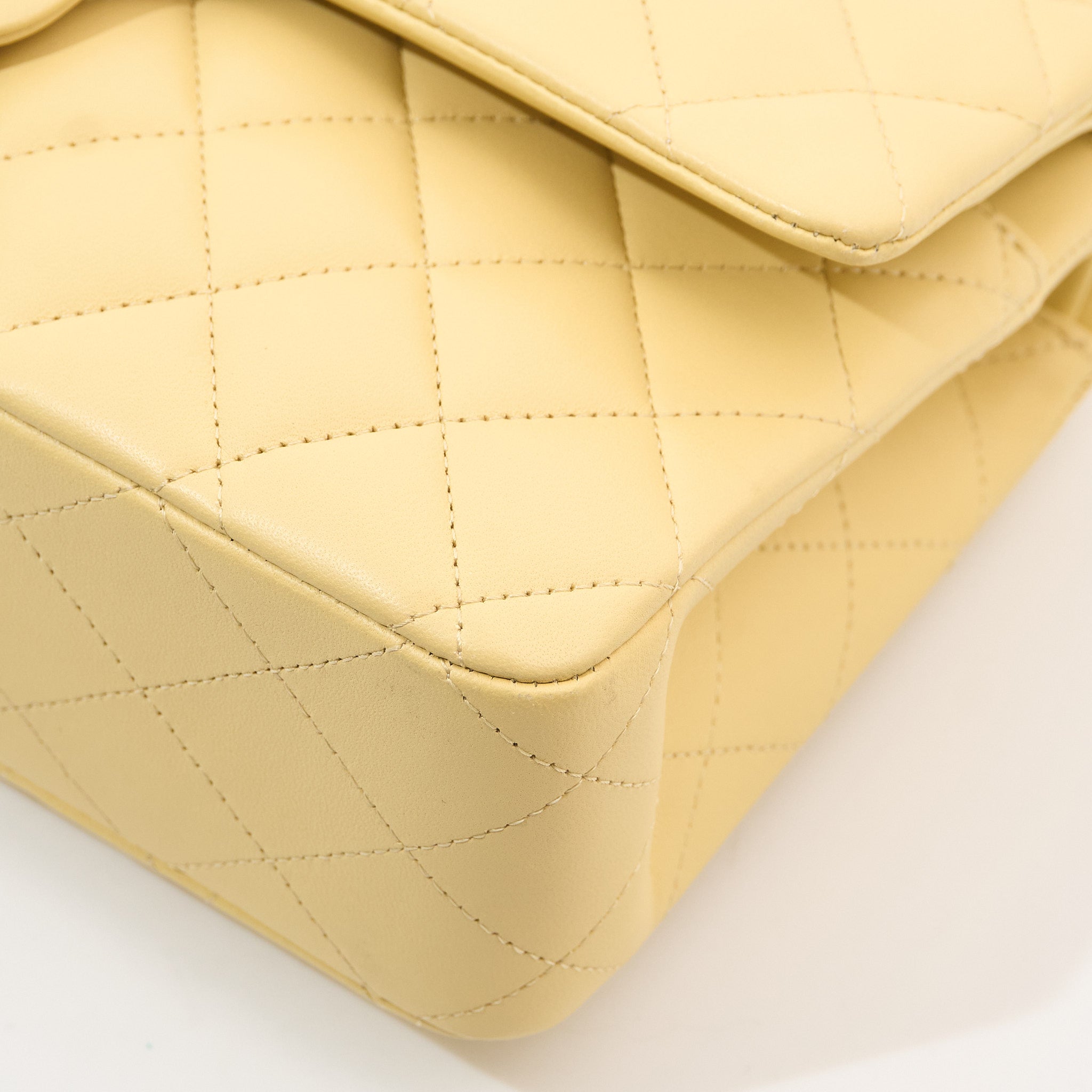Chanel Medium Classic Double Flap Bag Lambskin Yellow GHW