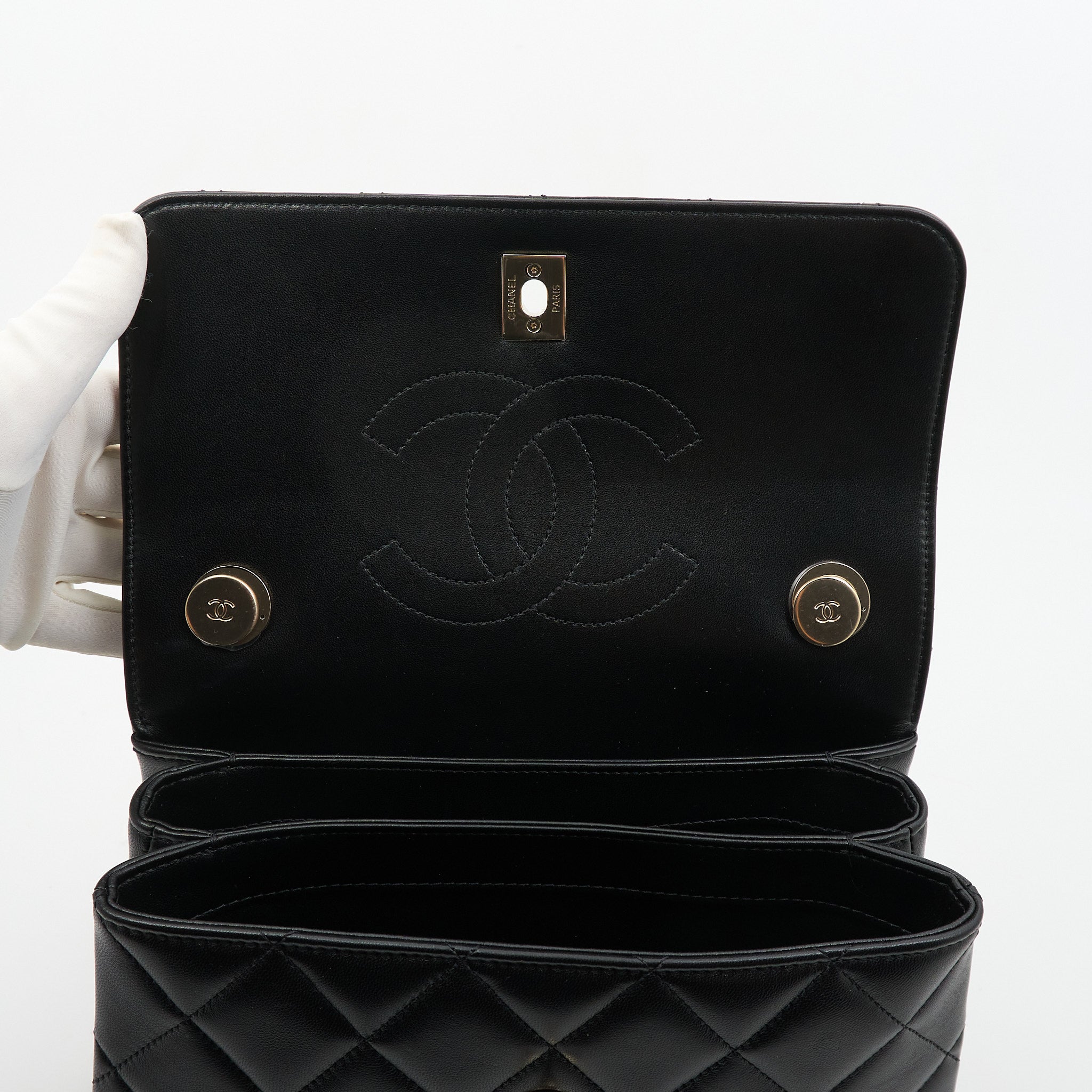 Chanel Medium Trendy Top Handle Black Lambskin LGHW