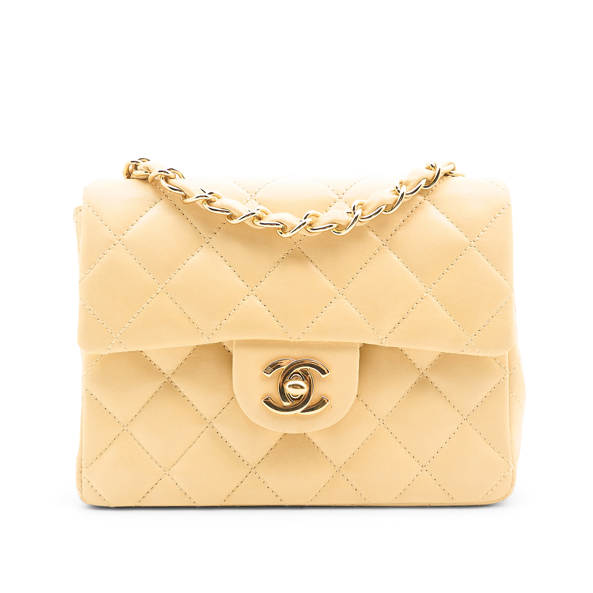 Chanel Mini Square Flap Bag in Pastel Yellow Lambskin GHW