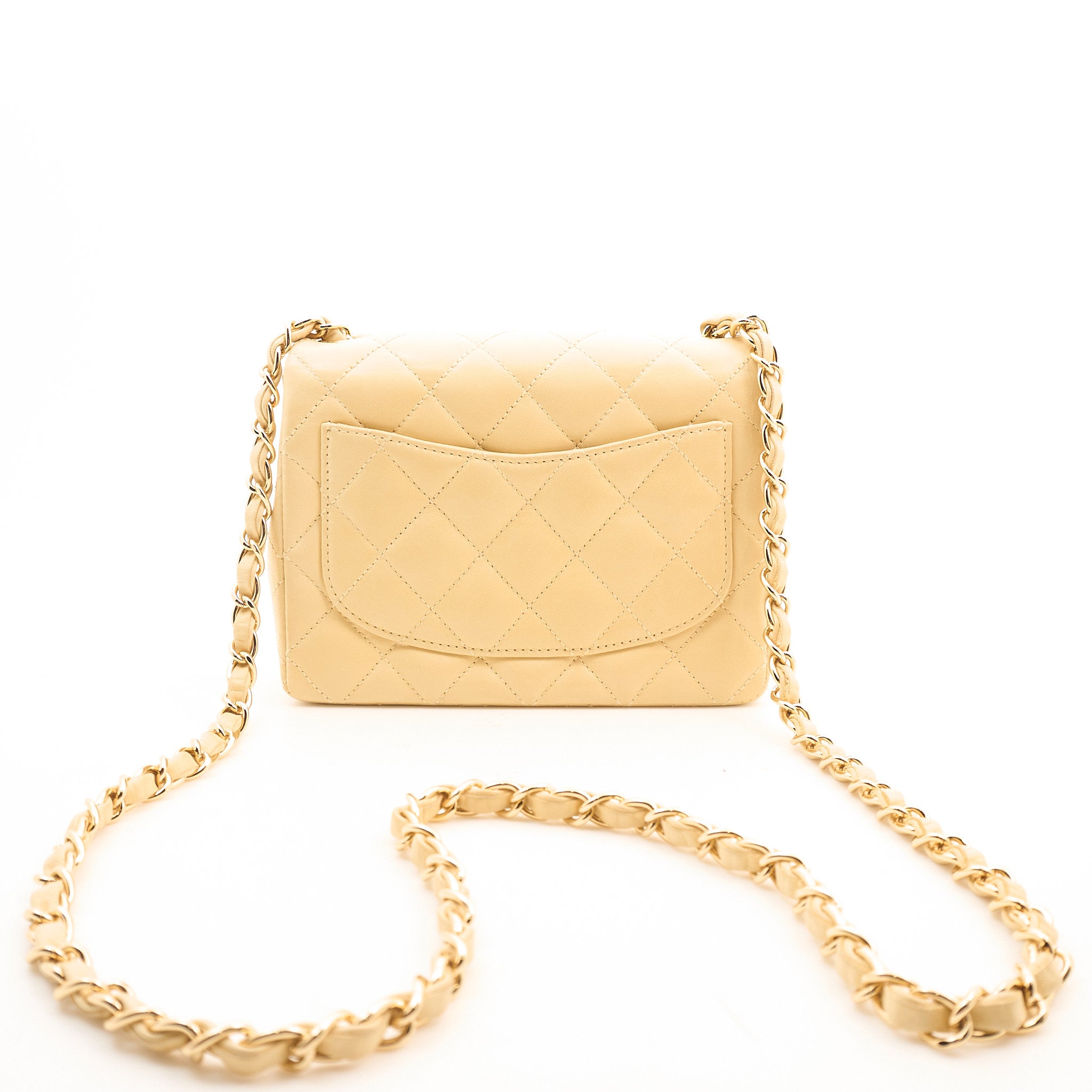 Chanel Mini Square Flap Bag in Pastel Yellow Lambskin GHW