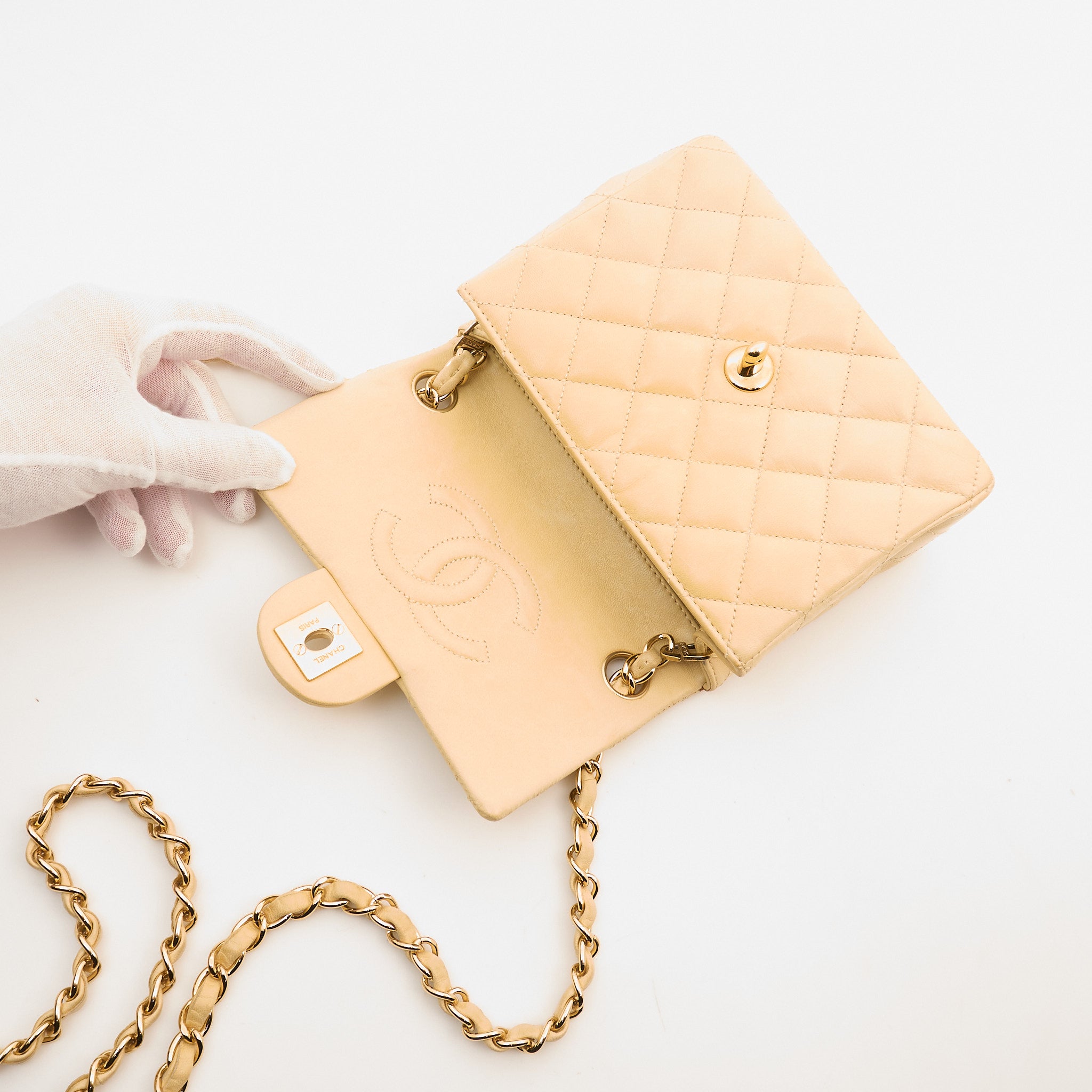 Chanel Mini Square Flap Bag in Pastel Yellow Lambskin GHW