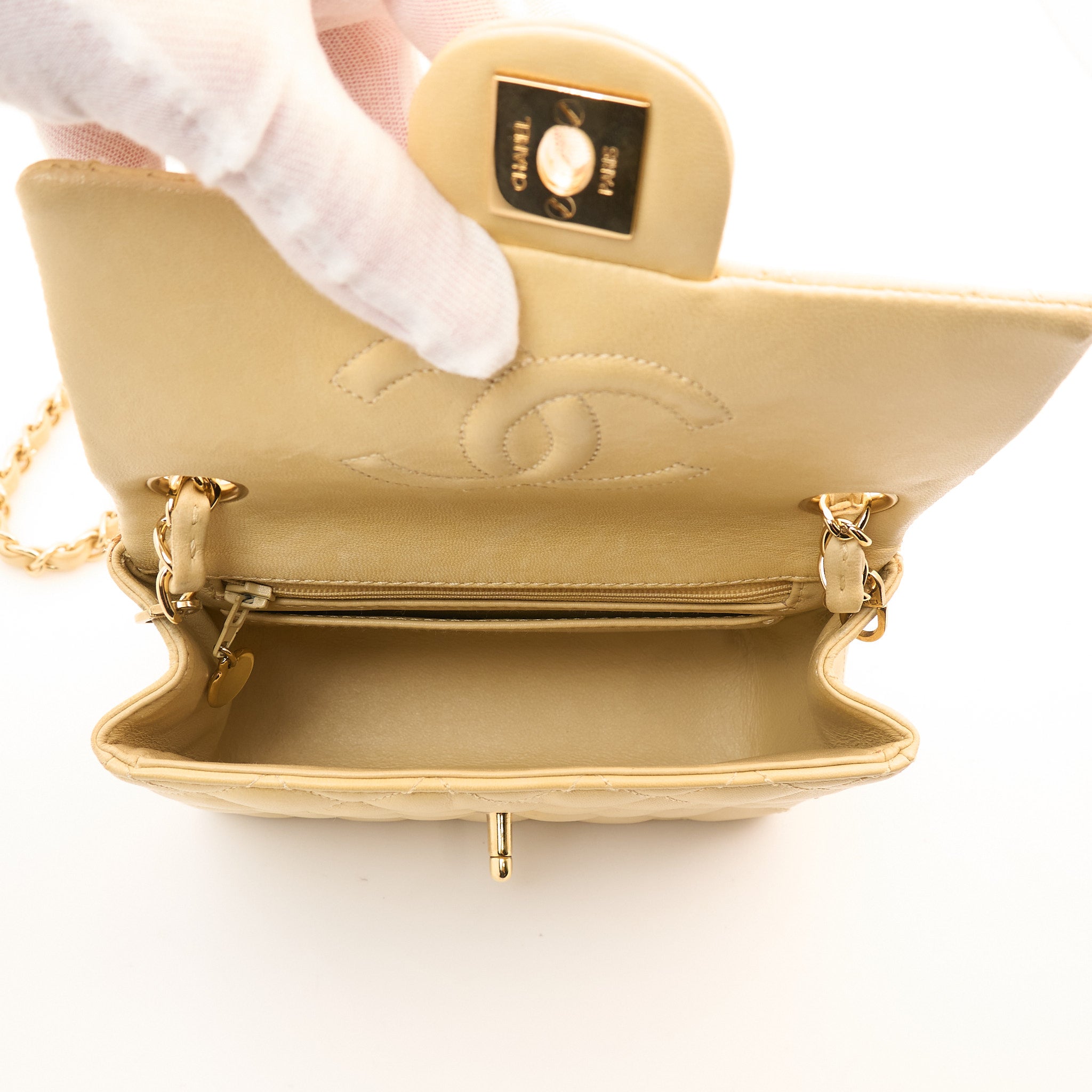 Chanel Mini Square Flap Bag in Pastel Yellow Lambskin GHW