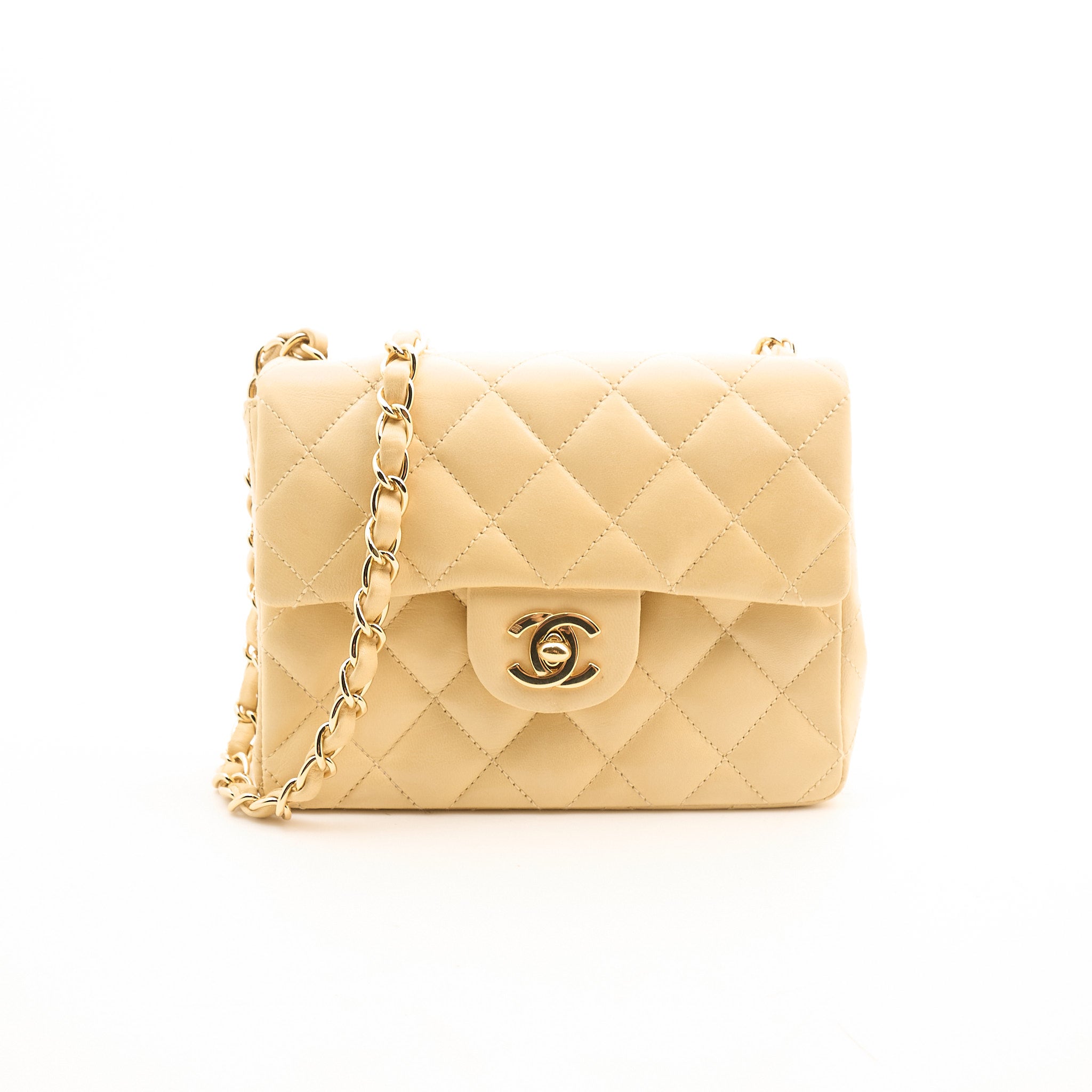 Chanel Mini Square Flap Bag in Pastel Yellow Lambskin GHW