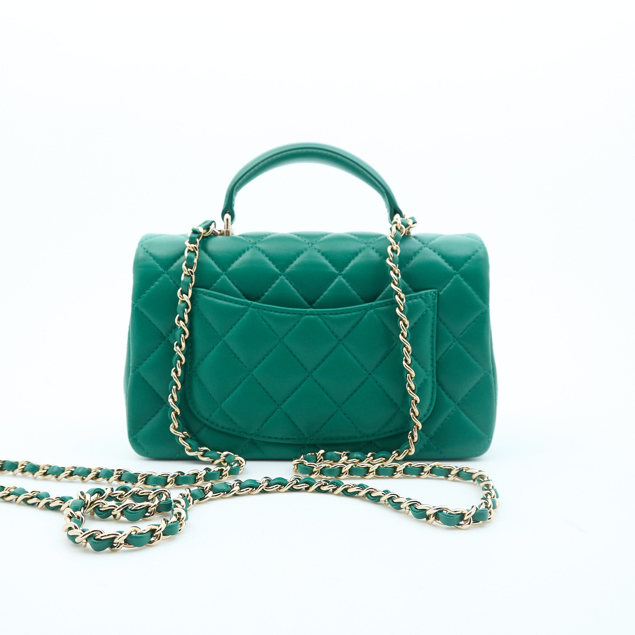 Chanel Mini Top Handle Classic Flap Bag LGHW