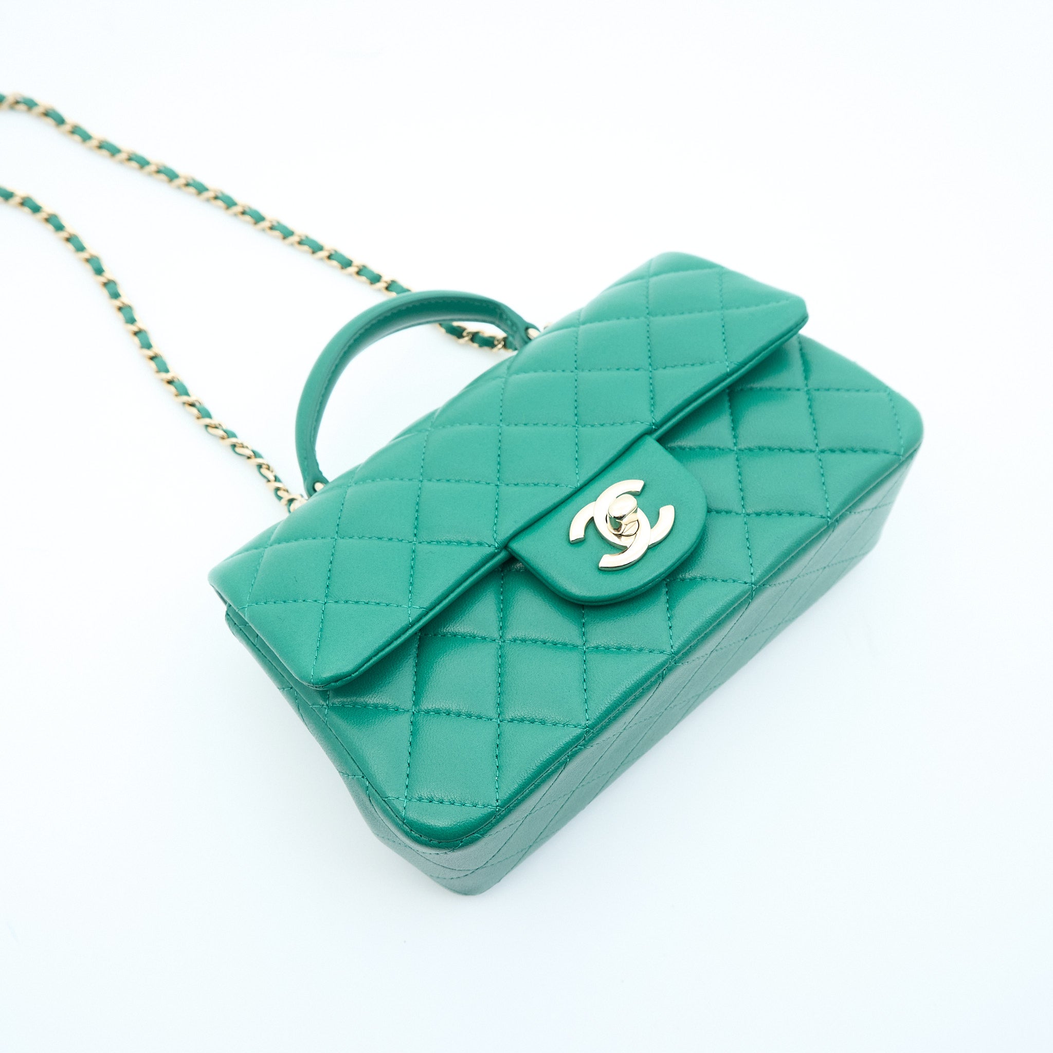 Chanel Mini Top Handle Classic Flap Bag LGHW