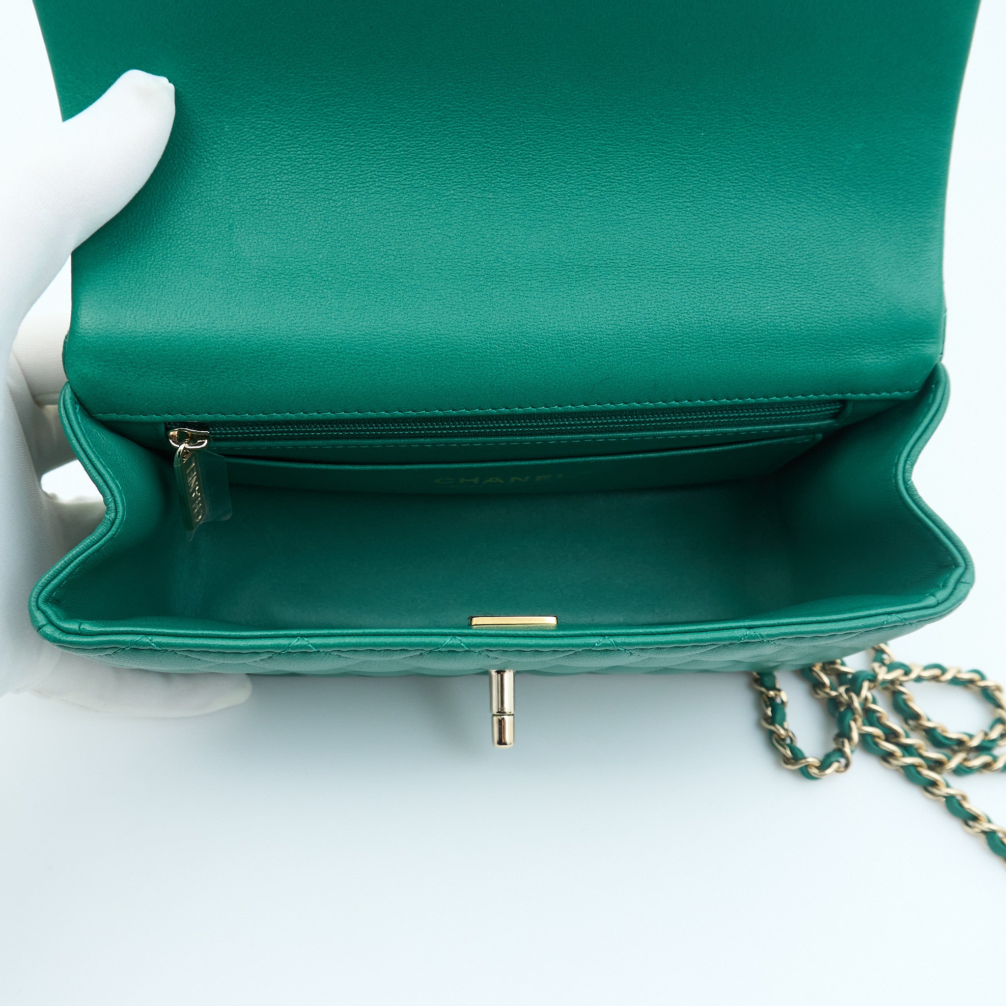 Chanel Mini Top Handle Classic Flap Bag LGHW