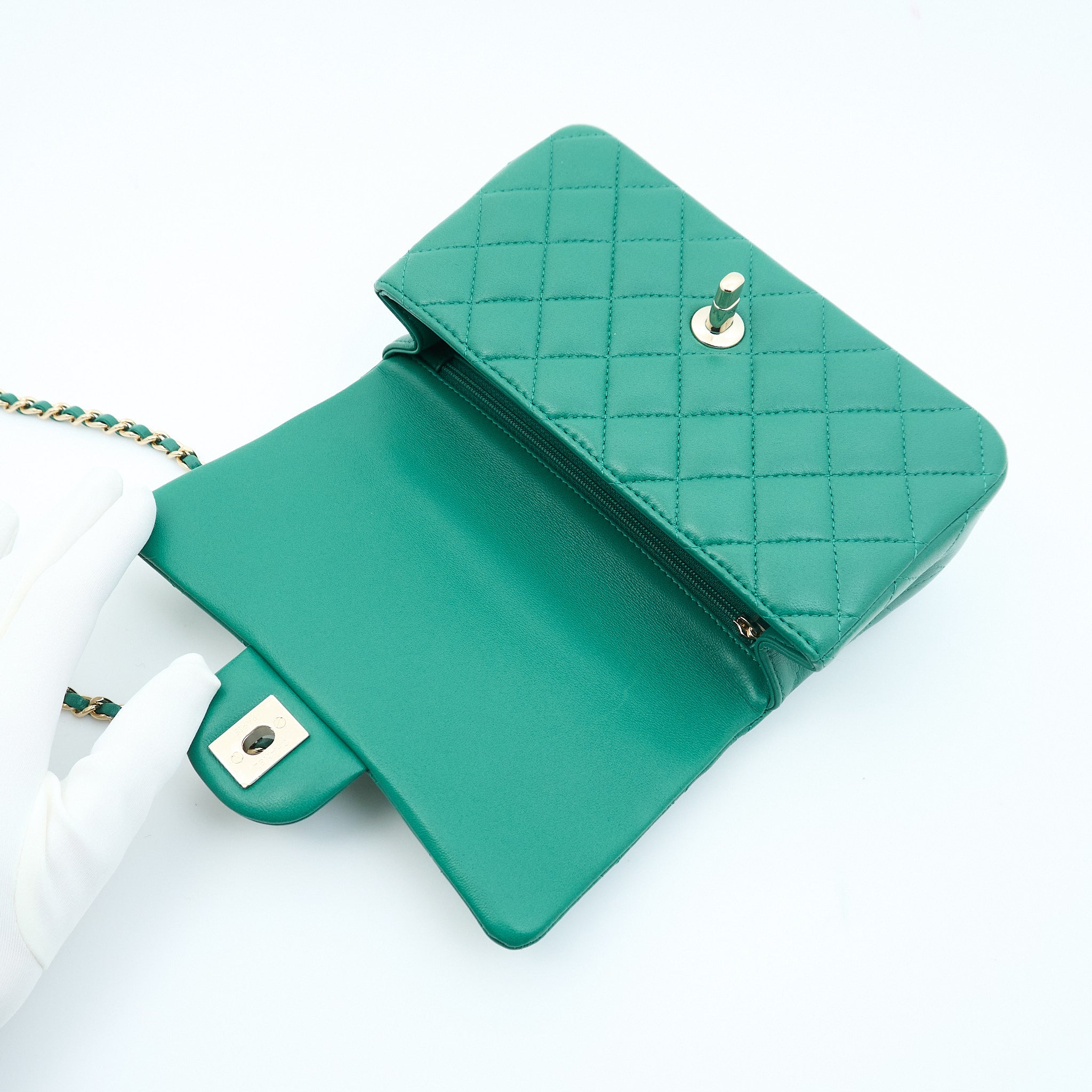 Chanel Mini Top Handle Classic Flap Bag LGHW