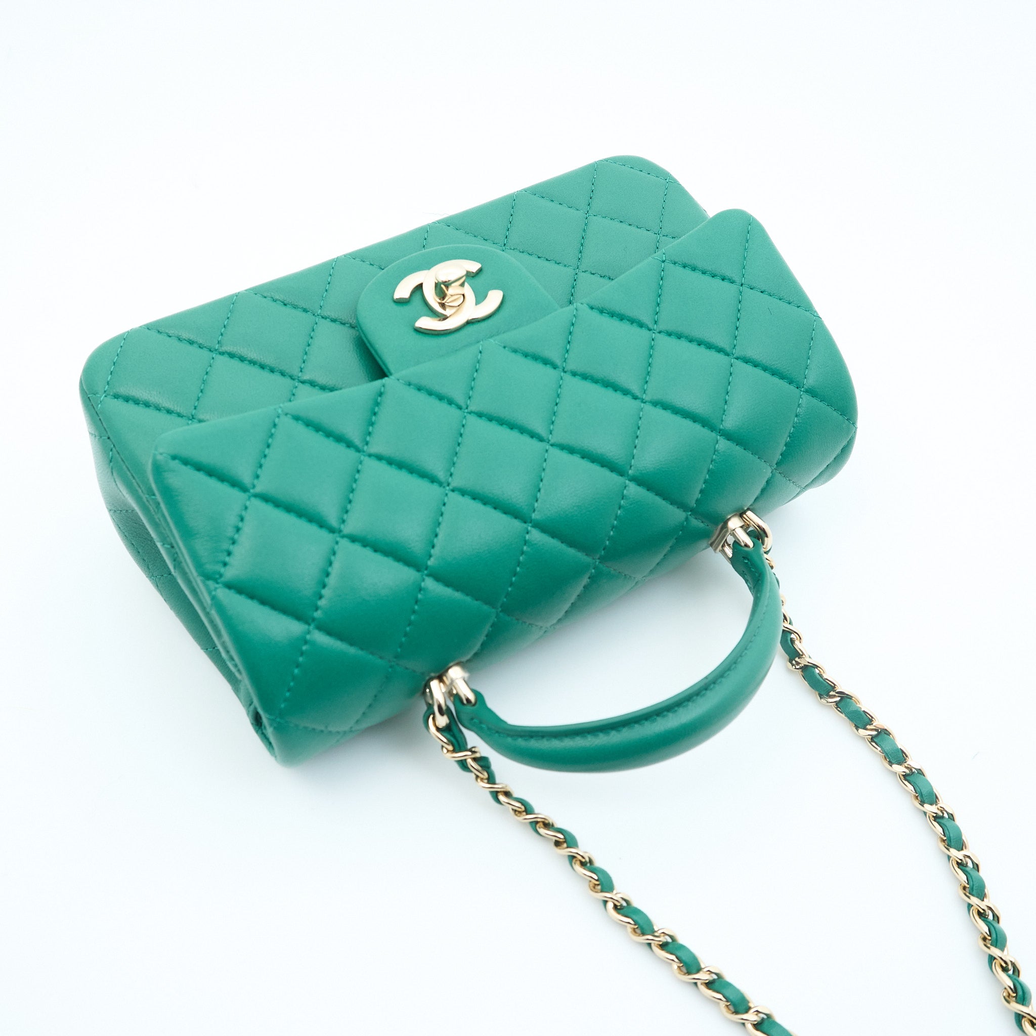 Chanel Mini Top Handle Classic Flap Bag LGHW