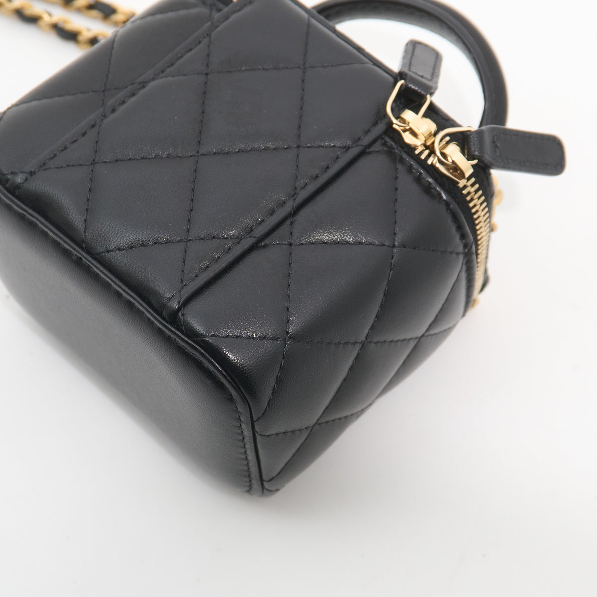 Chanel Quilted Lambskin Mini Top Handle Vanity With Chain