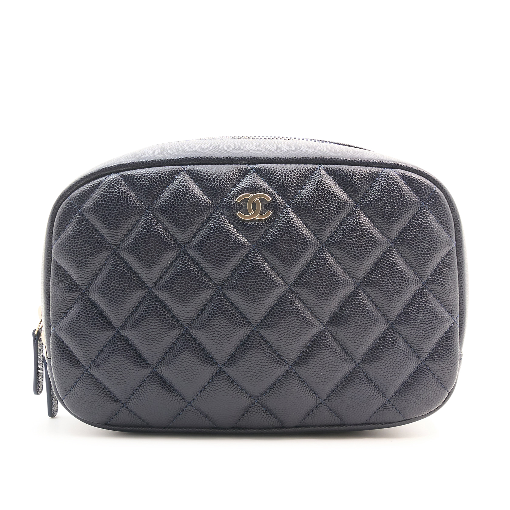 Chanel Navy Caviar Makeup Bag