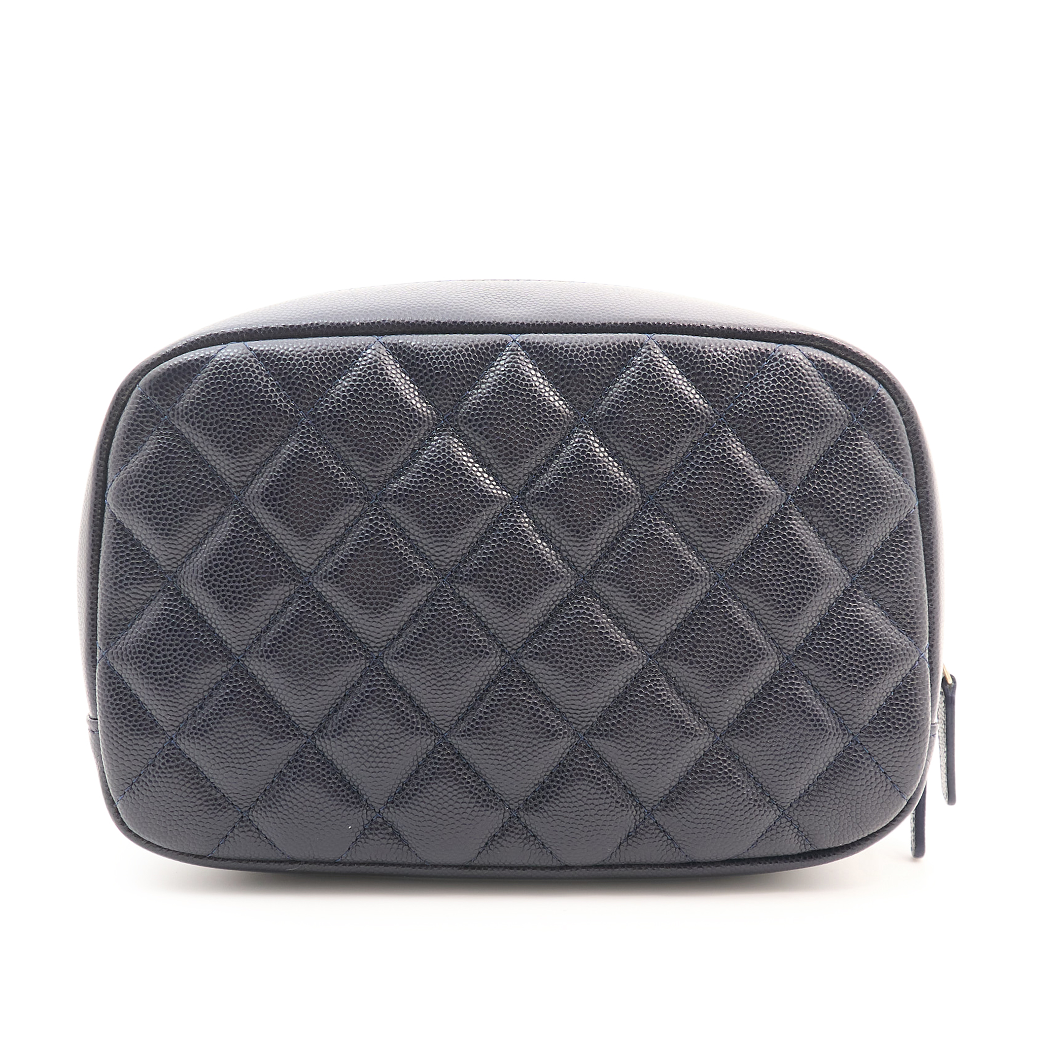 Chanel Navy Caviar Makeup Bag