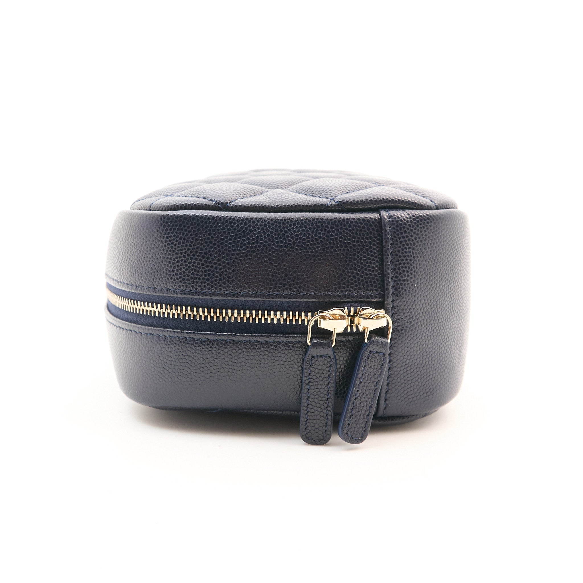 Chanel Navy Caviar Makeup Bag