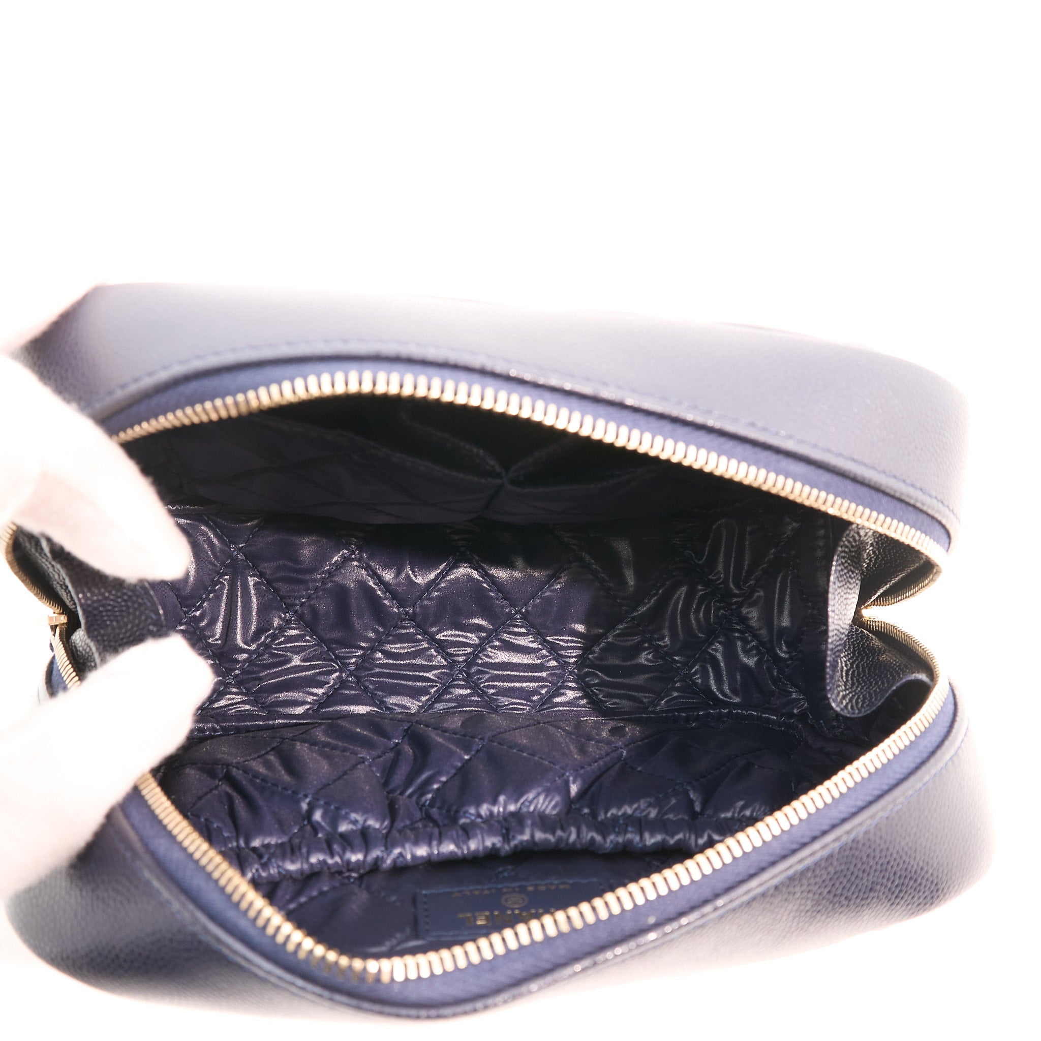 Chanel Navy Caviar Makeup Bag