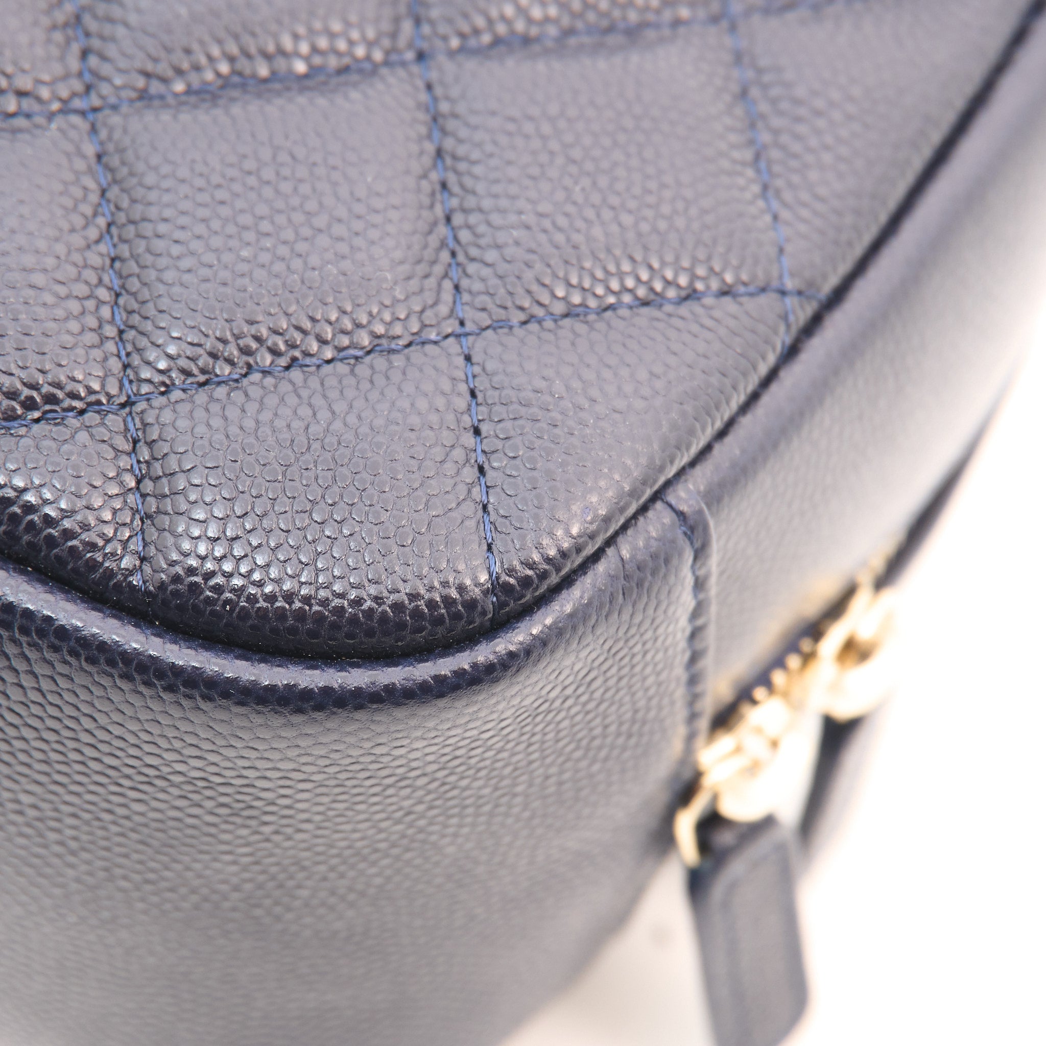 Chanel Navy Caviar Makeup Bag