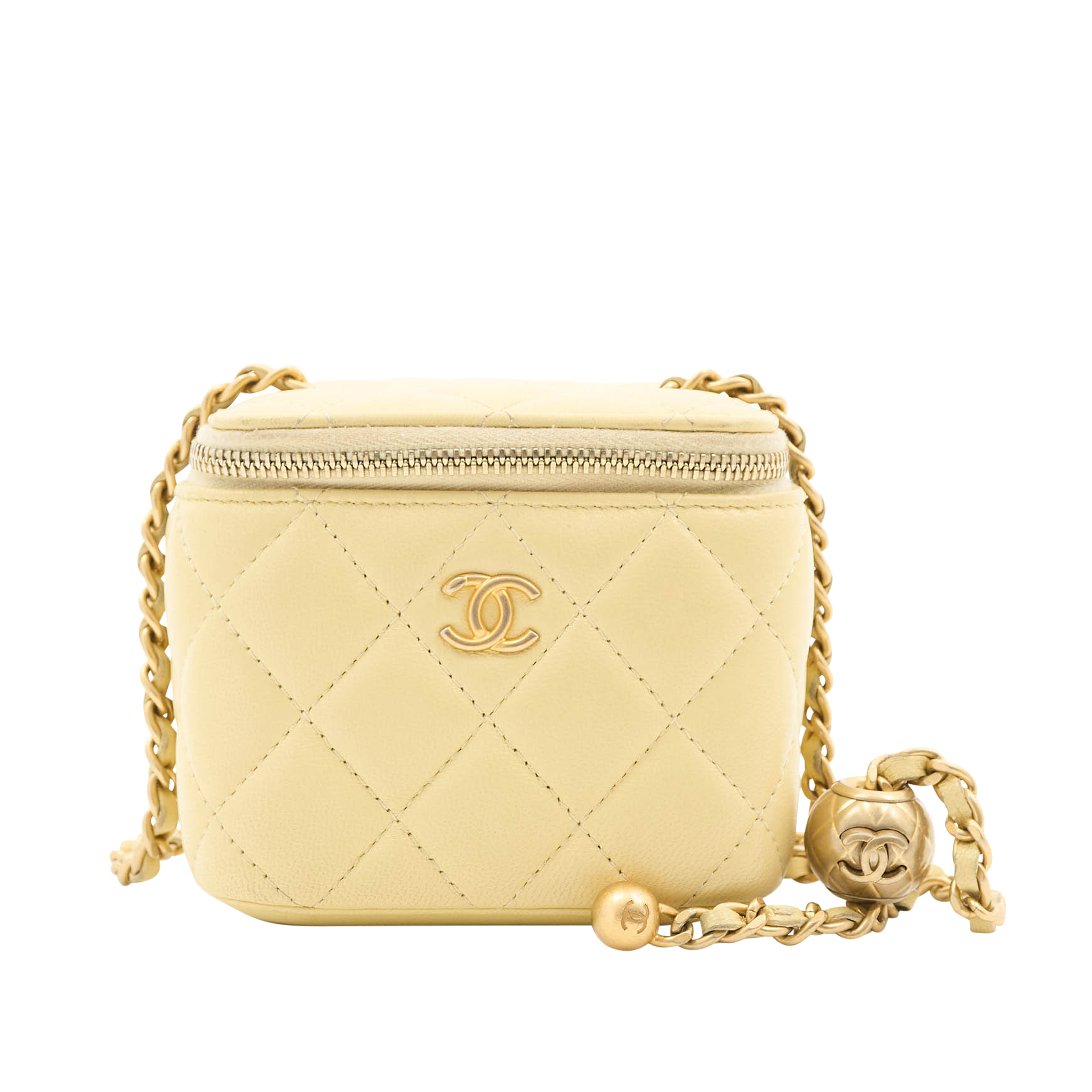 Chanel Pearl Crush Mini Yellow Vanity Case GHW