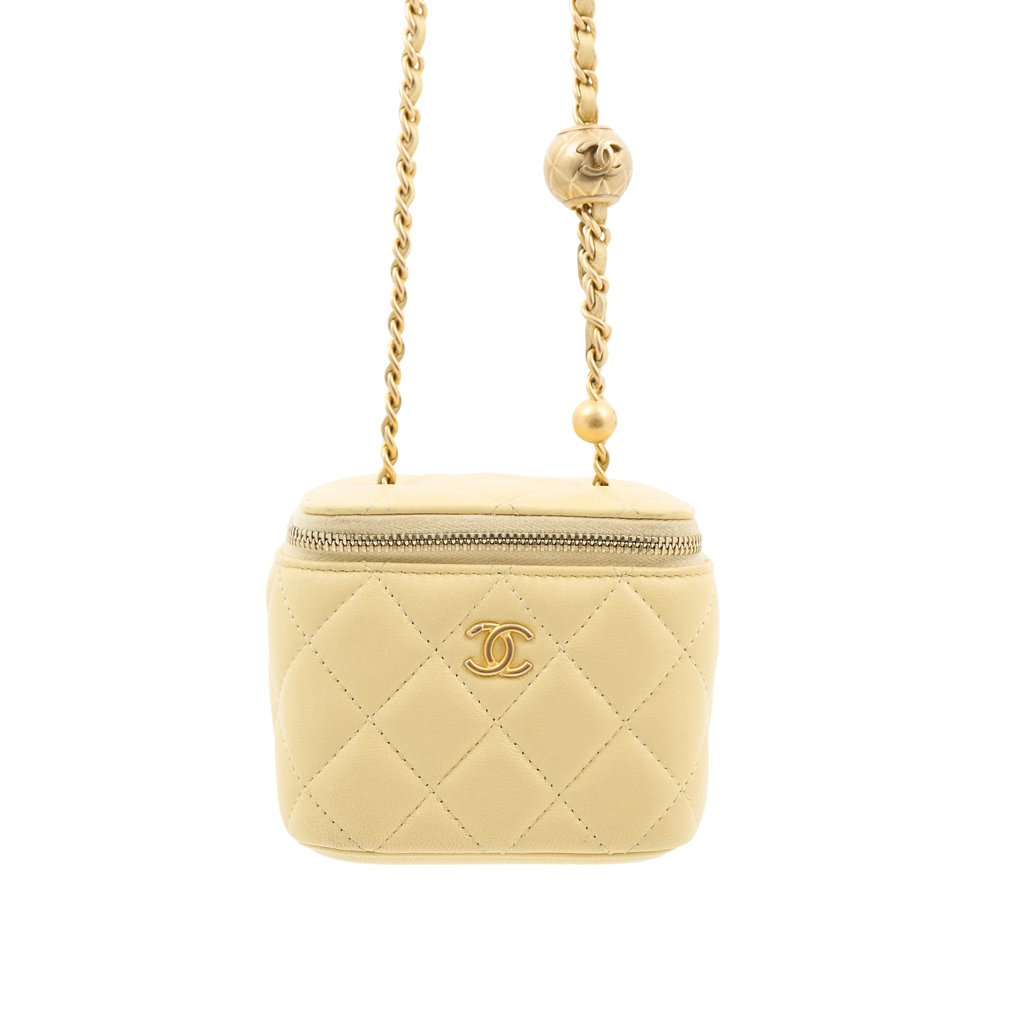 Chanel Pearl Crush Mini Yellow Vanity Case GHW