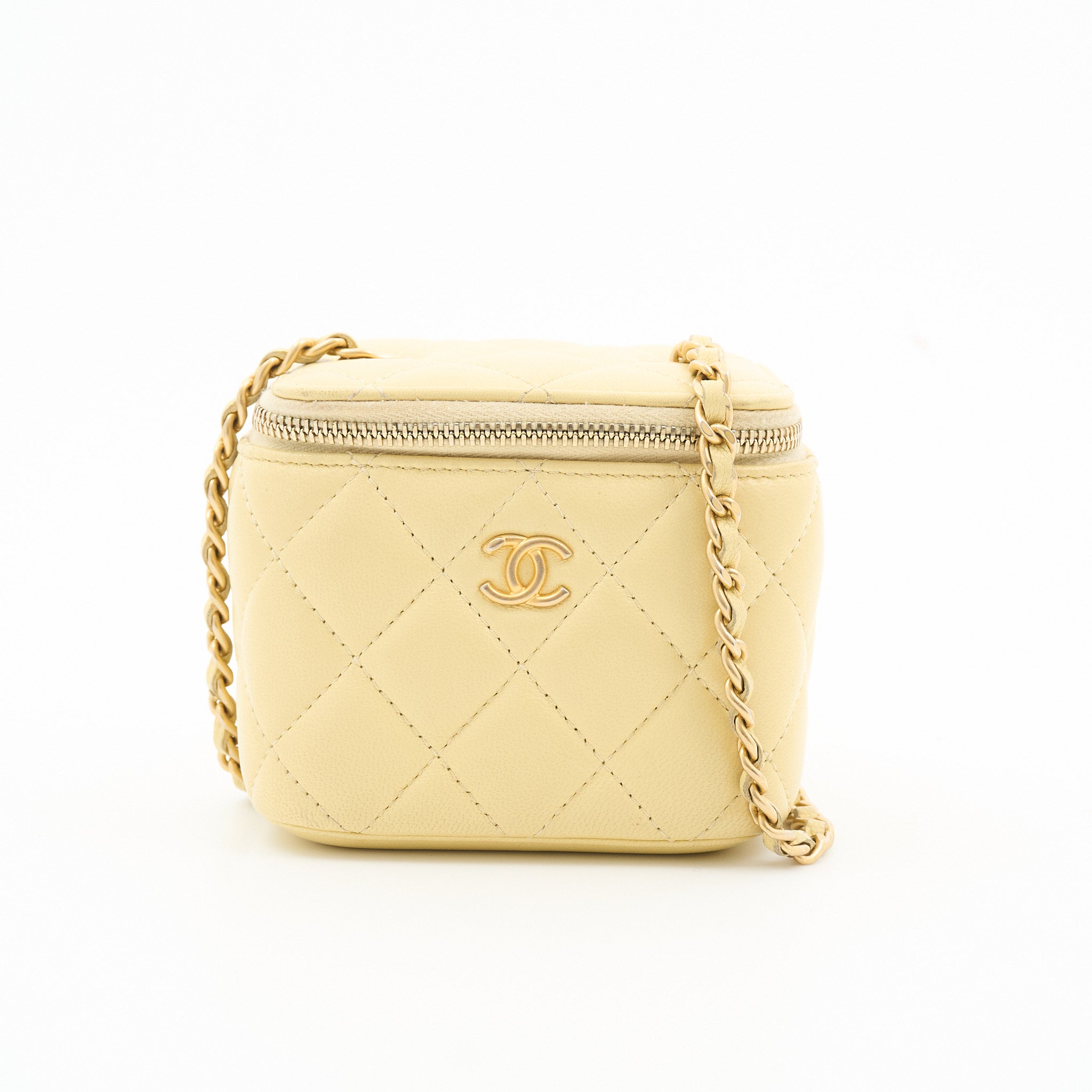 Chanel Pearl Crush Mini Yellow Vanity Case GHW