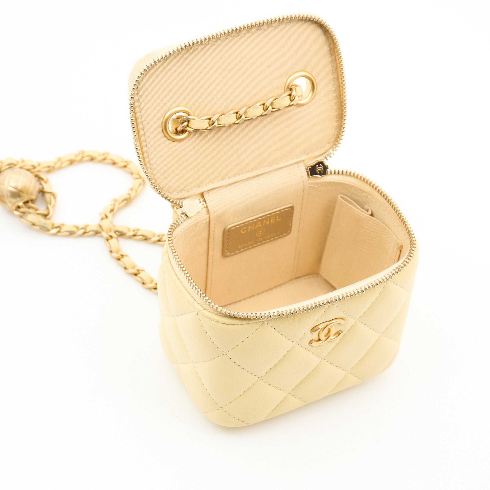 Chanel Pearl Crush Mini Yellow Vanity Case GHW