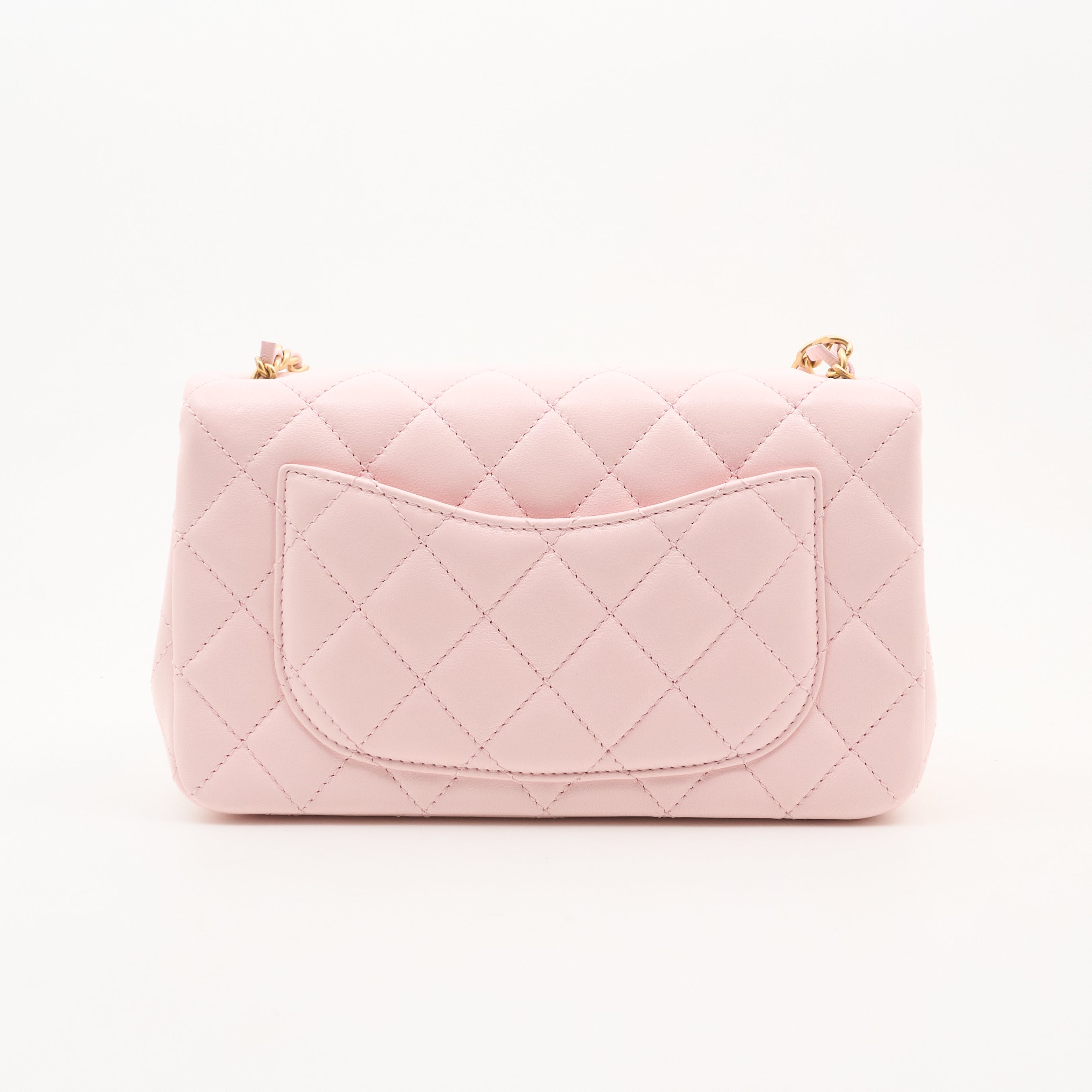 Chanel Pink Lambskin Pearl Crush Mini Flap Bag GHW