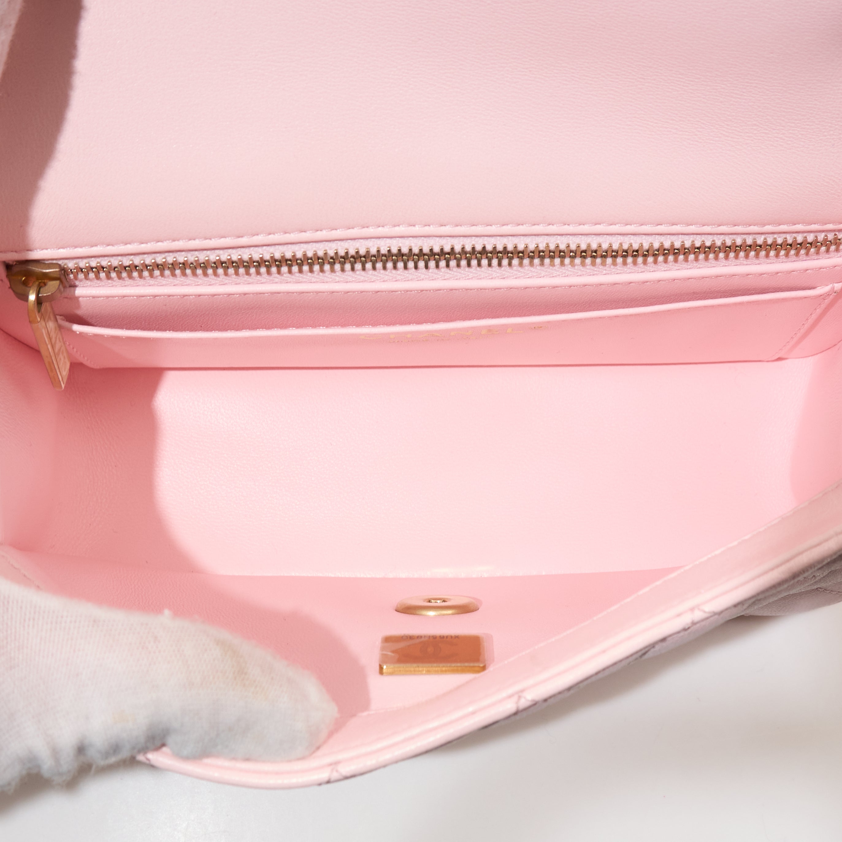Chanel Pink Lambskin Pearl Crush Mini Flap Bag GHW