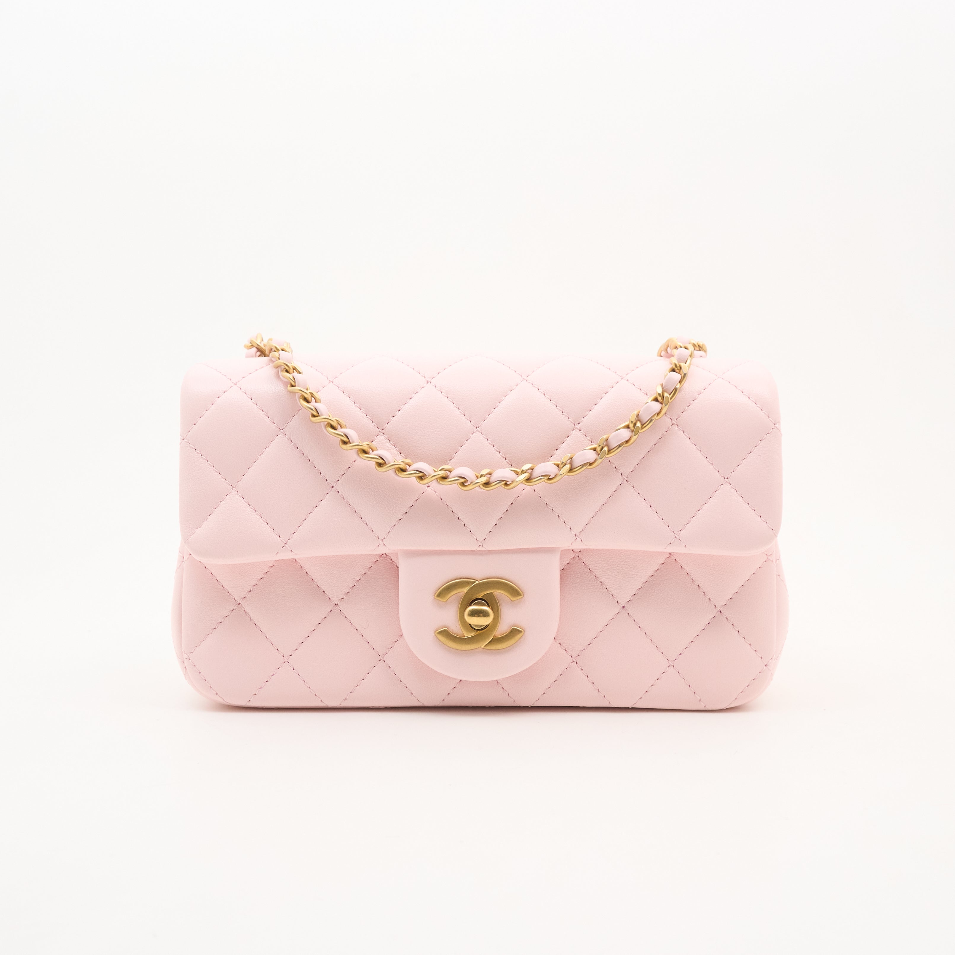 Chanel Pink Lambskin Pearl Crush Mini Flap Bag GHW