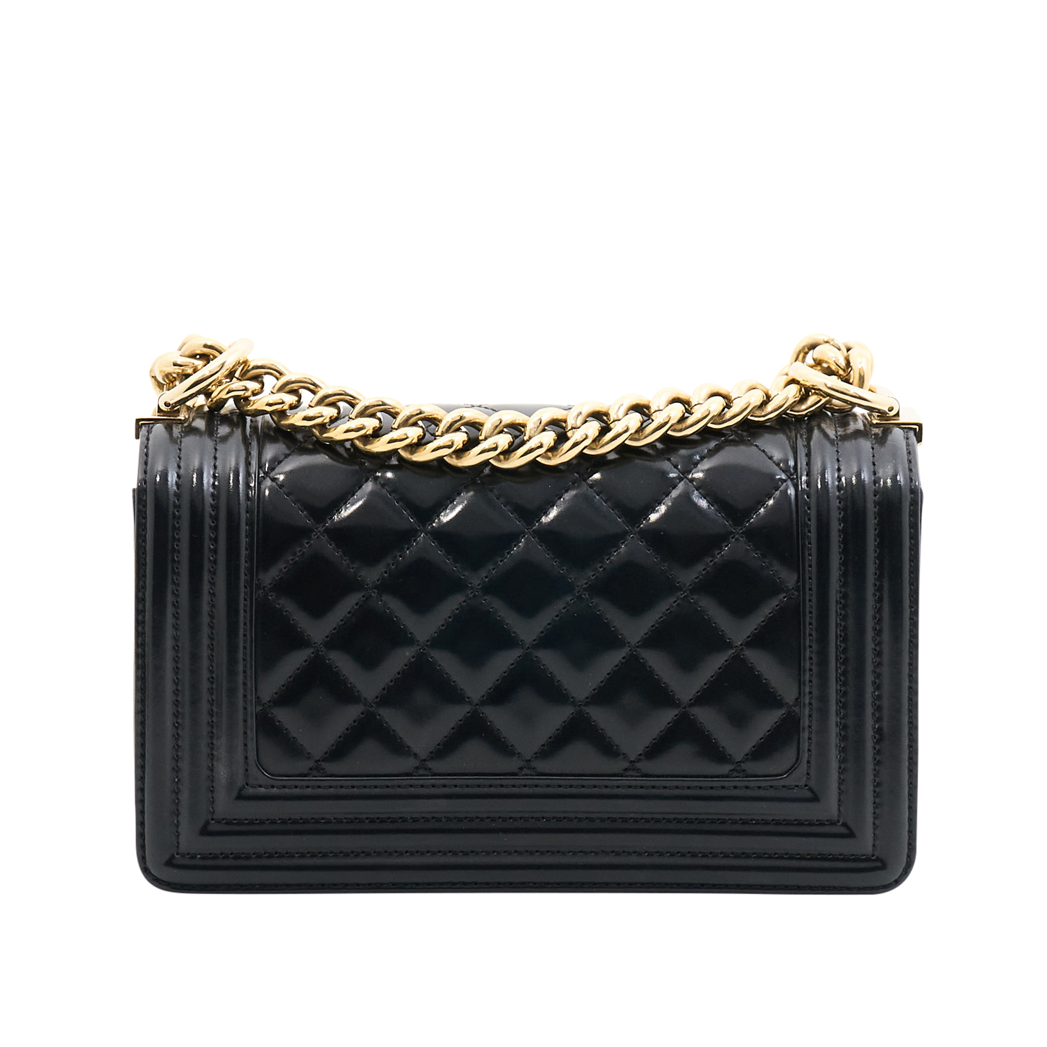 Chanel Small Boy Bag in Black Patent GHW