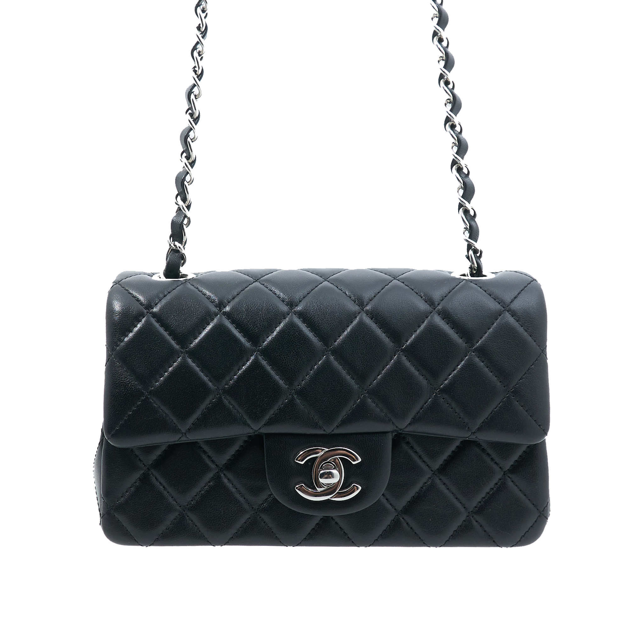 Chanel Mini Lambskin Rectangle Classic Flap Black SHW