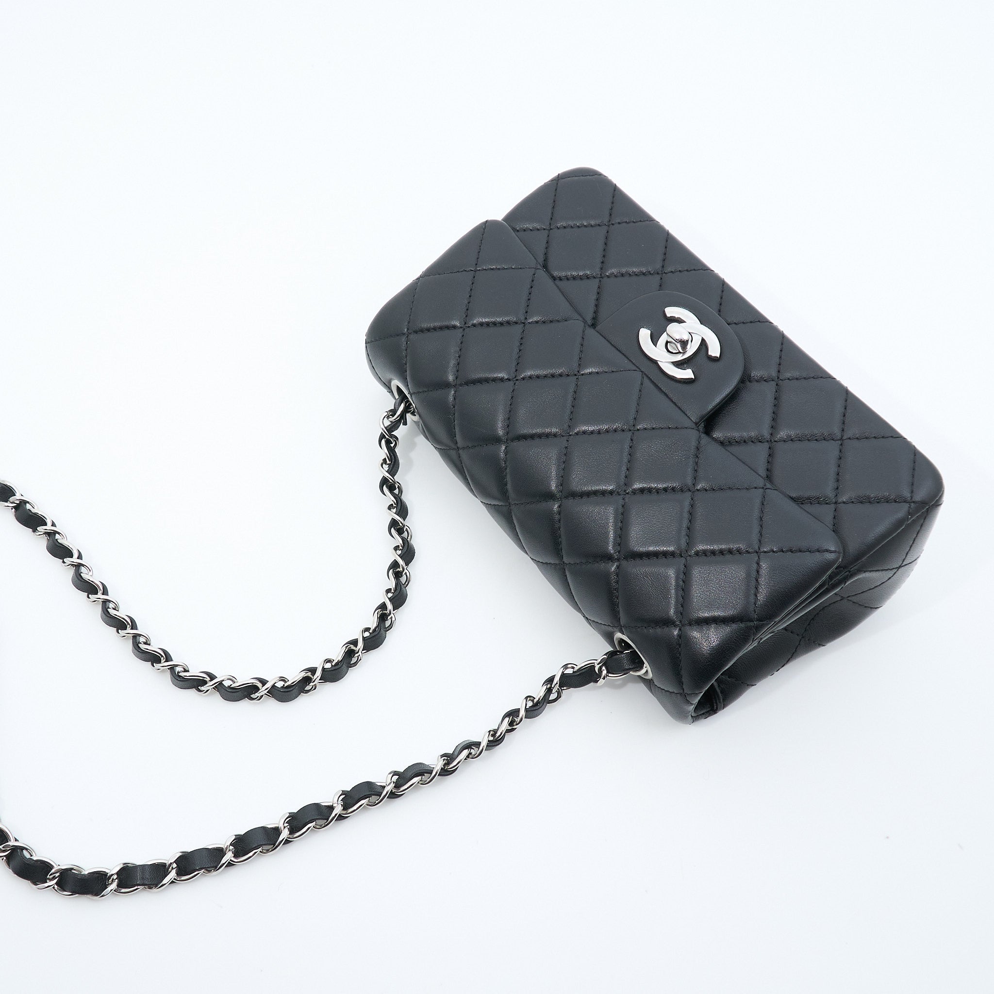 Chanel Mini Lambskin Rectangle Classic Flap Black SHW