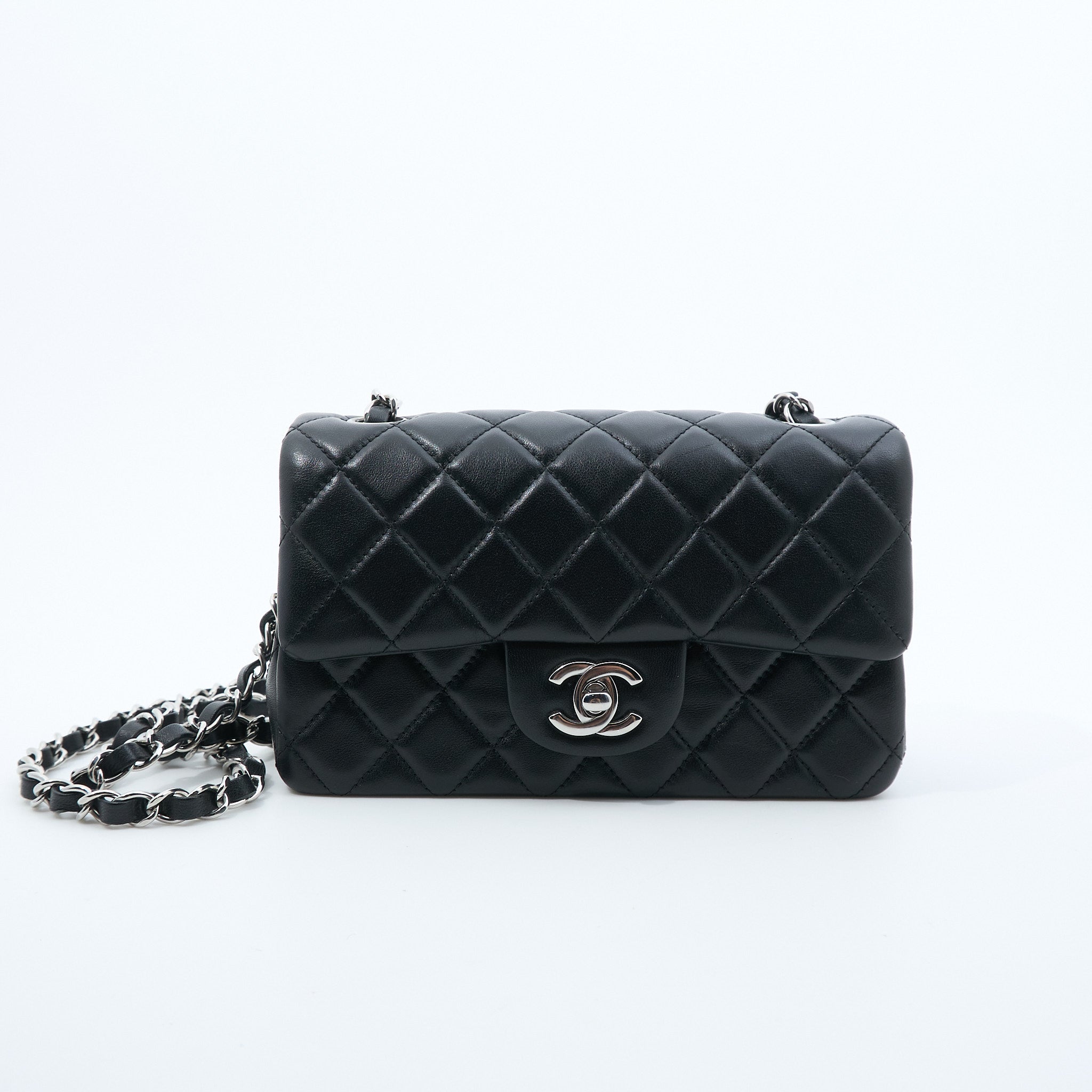 Chanel Mini Lambskin Rectangle Classic Flap Black SHW