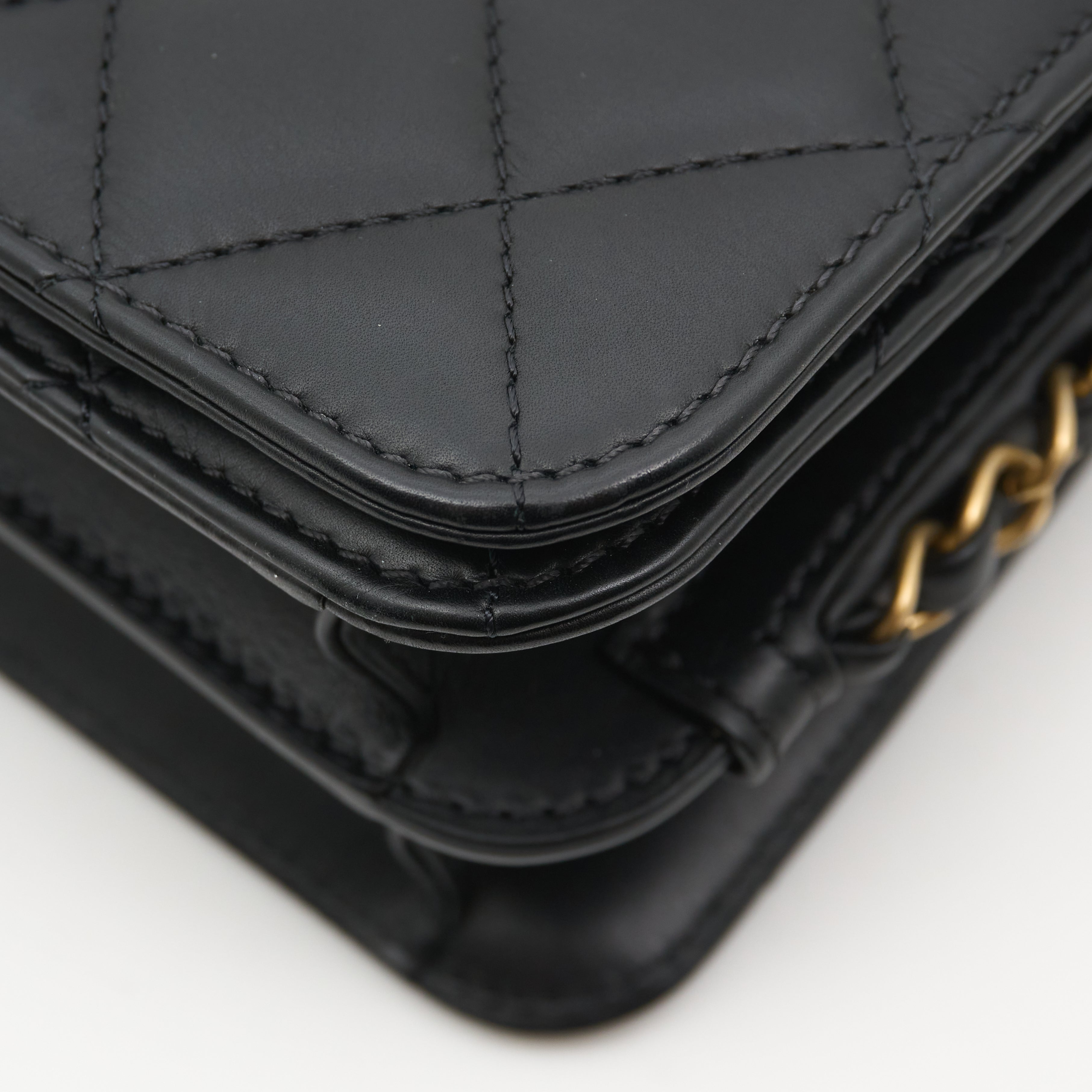 Chanel Small Single Flap Lambskin Black Bag GHW