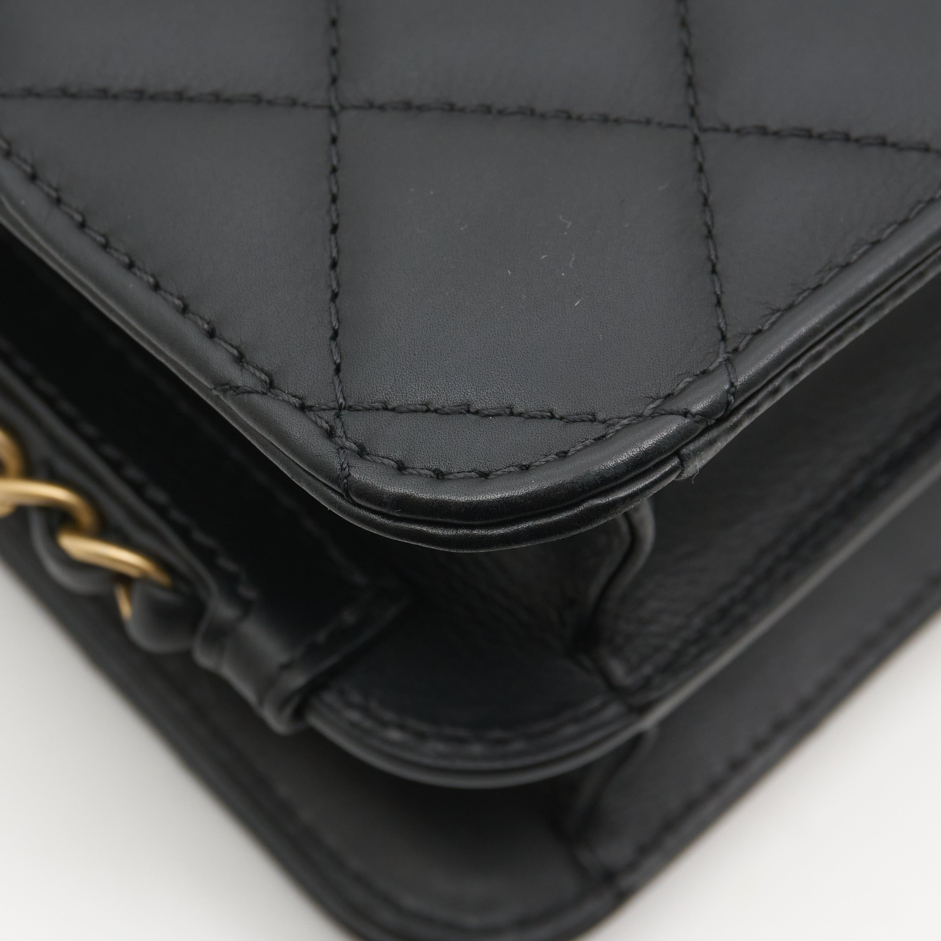 Chanel Small Single Flap Lambskin Black Bag GHW