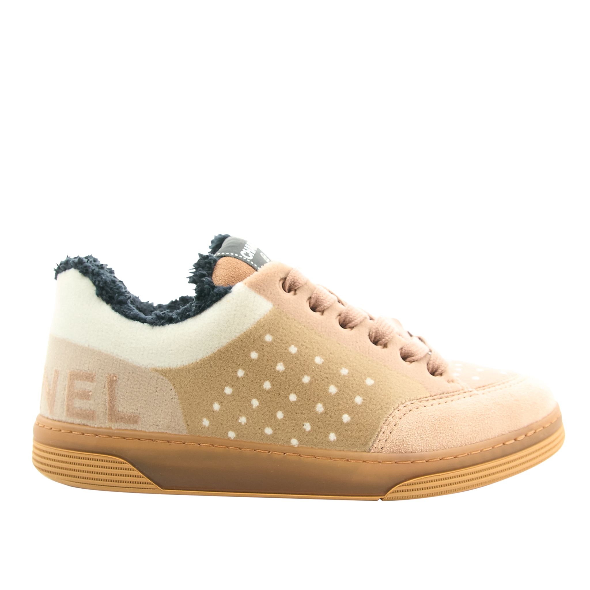 Chanel Suede & Shearling CC Sneakers Size 37