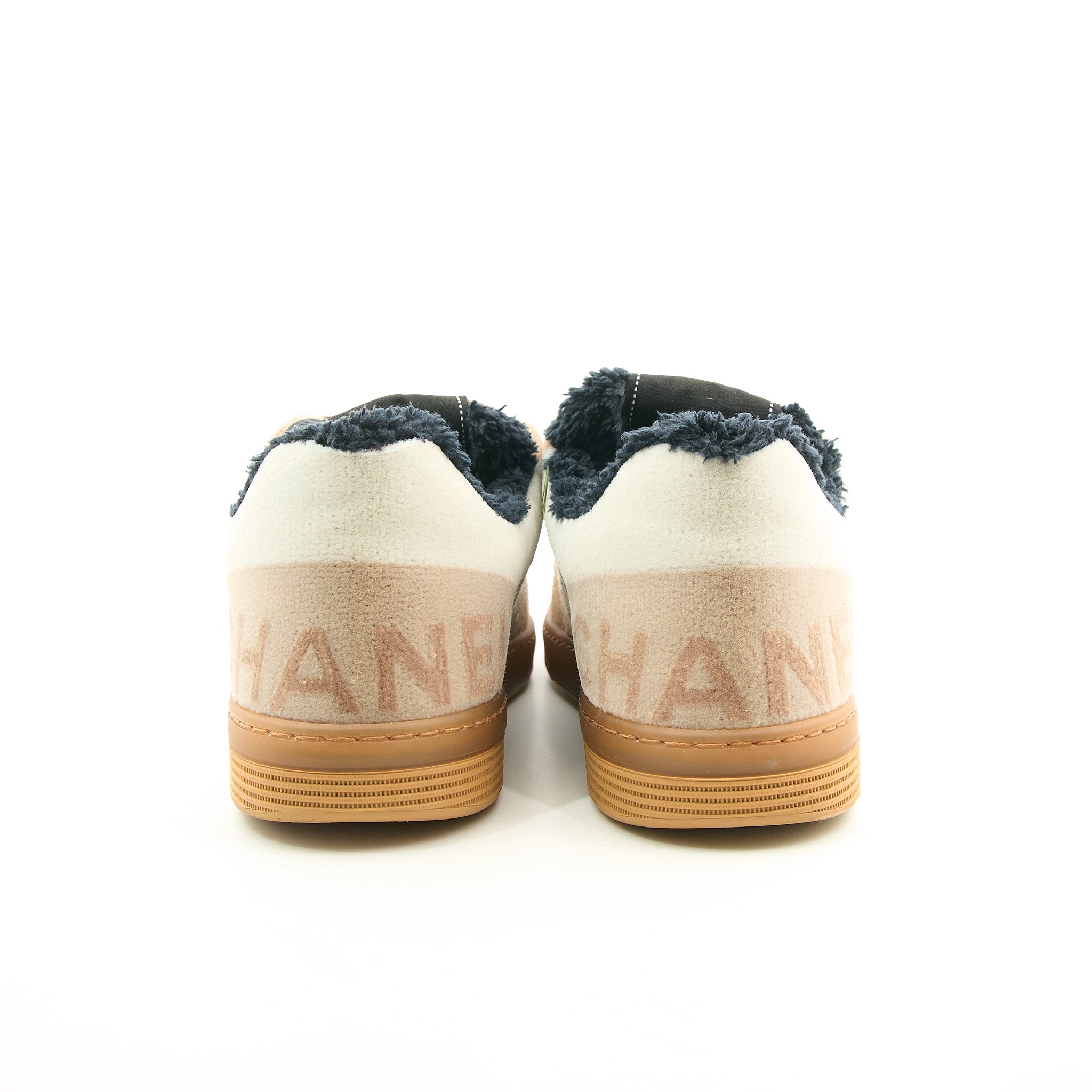 Chanel Suede & Shearling CC Sneakers Size 37