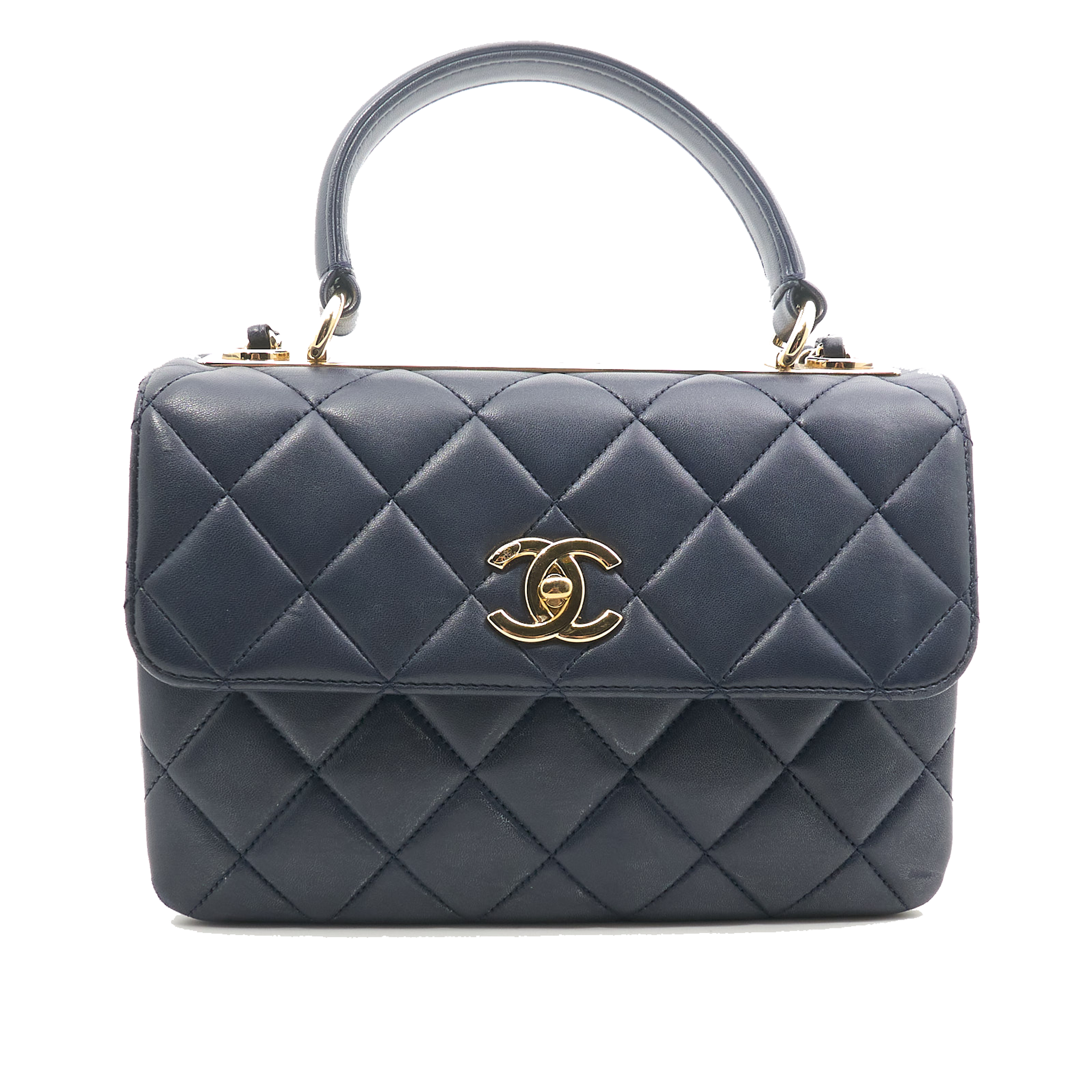 Chanel Trendy CC Navy Lambskin Top Handle LGHW