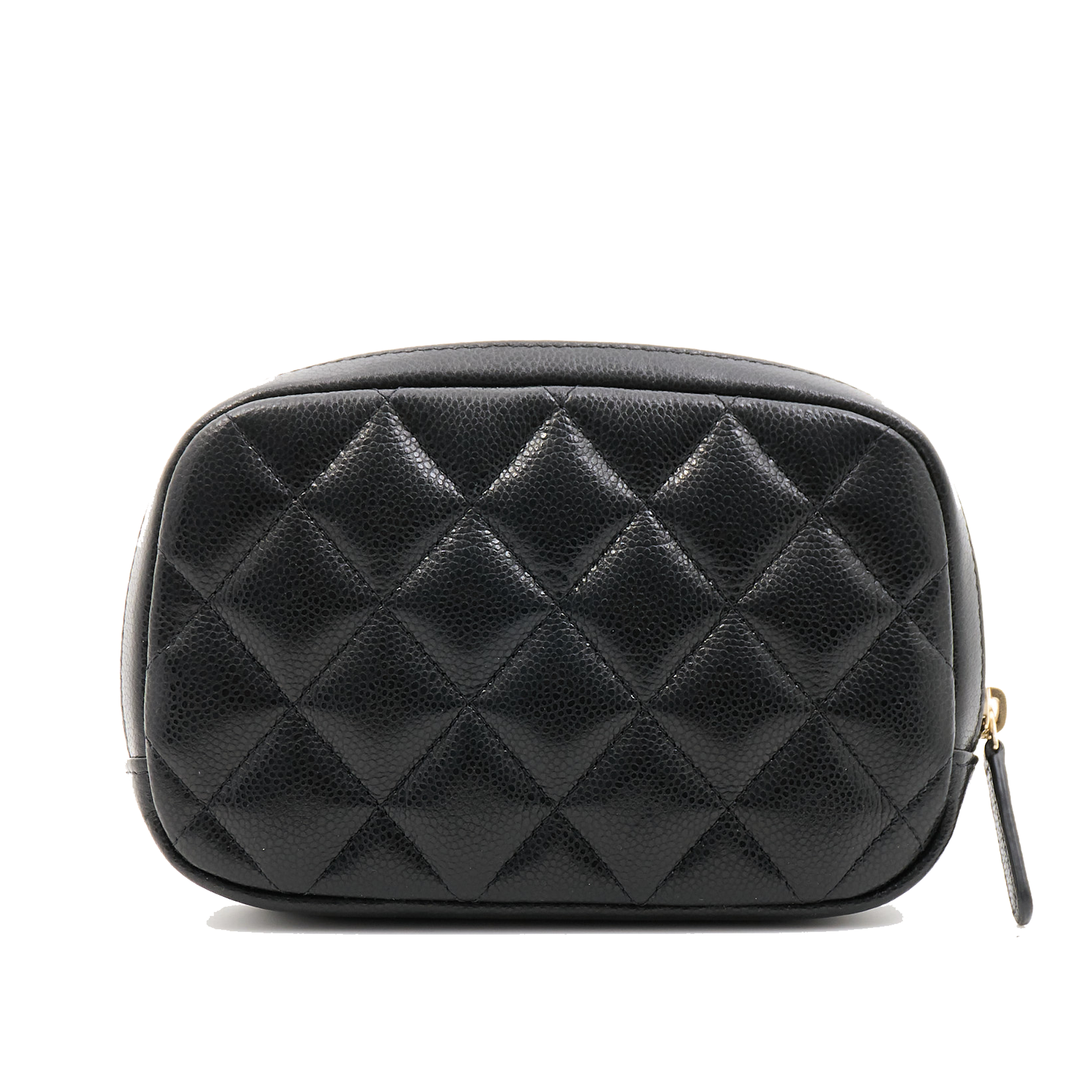 Chanel Black Calfskin Quilted Cosmetic Pouch Case