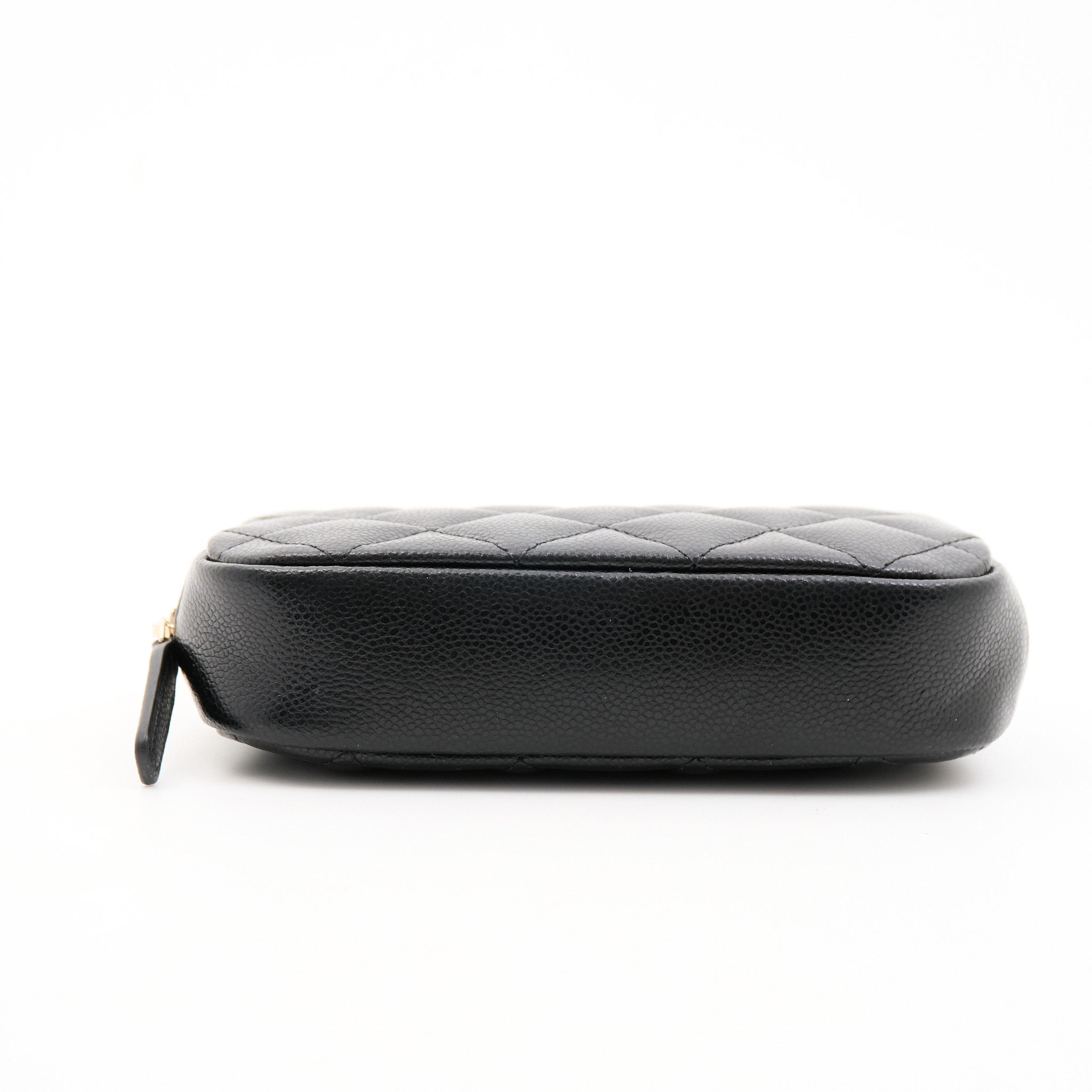 Chanel Black Calfskin Quilted Cosmetic Pouch Case